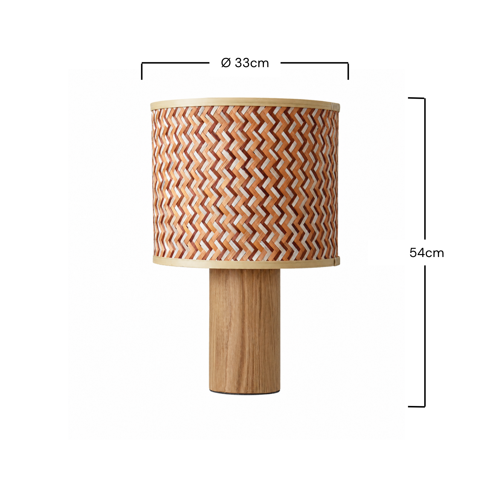 Grande lampe à poser Phil en bois de chêne et bambou crème et orange