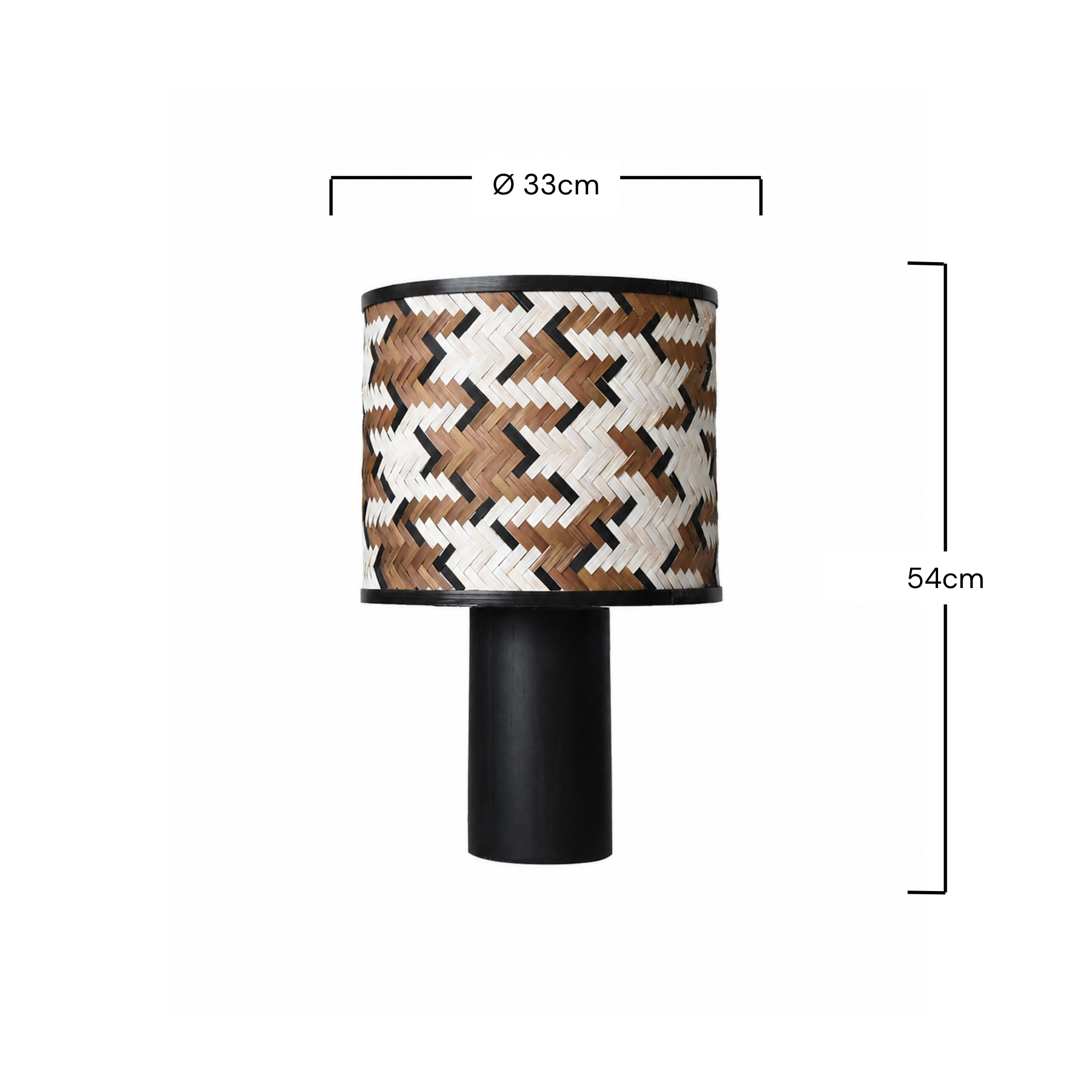 Grande lampe à poser Phil en bois de chêne et bambou marron et noir