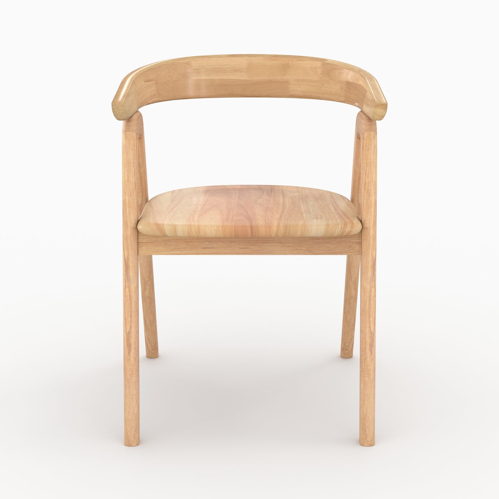 sedia in legno di gomma chiara con braccioli