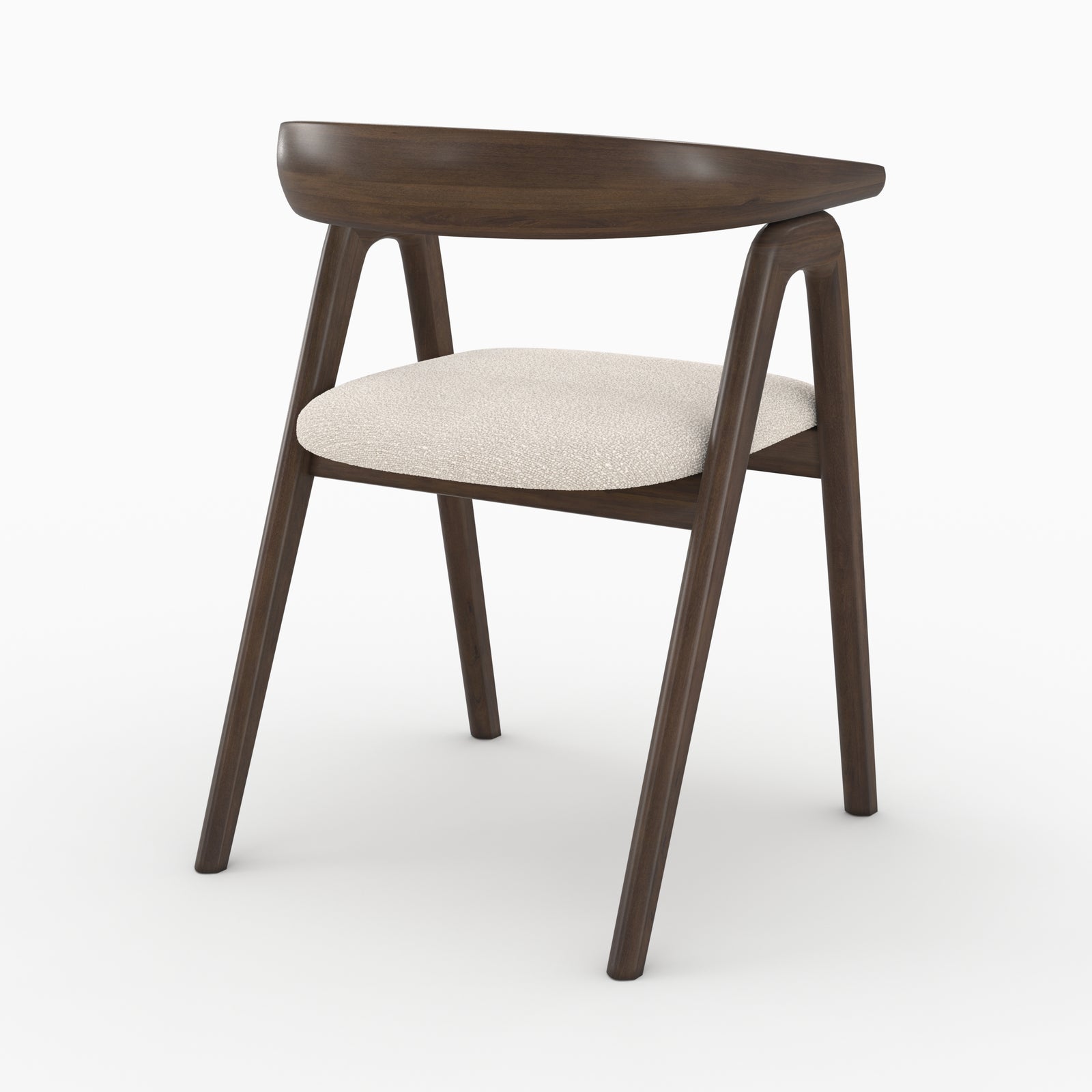 hawa sedia in tessuto boucle crema legno scuro di hevea