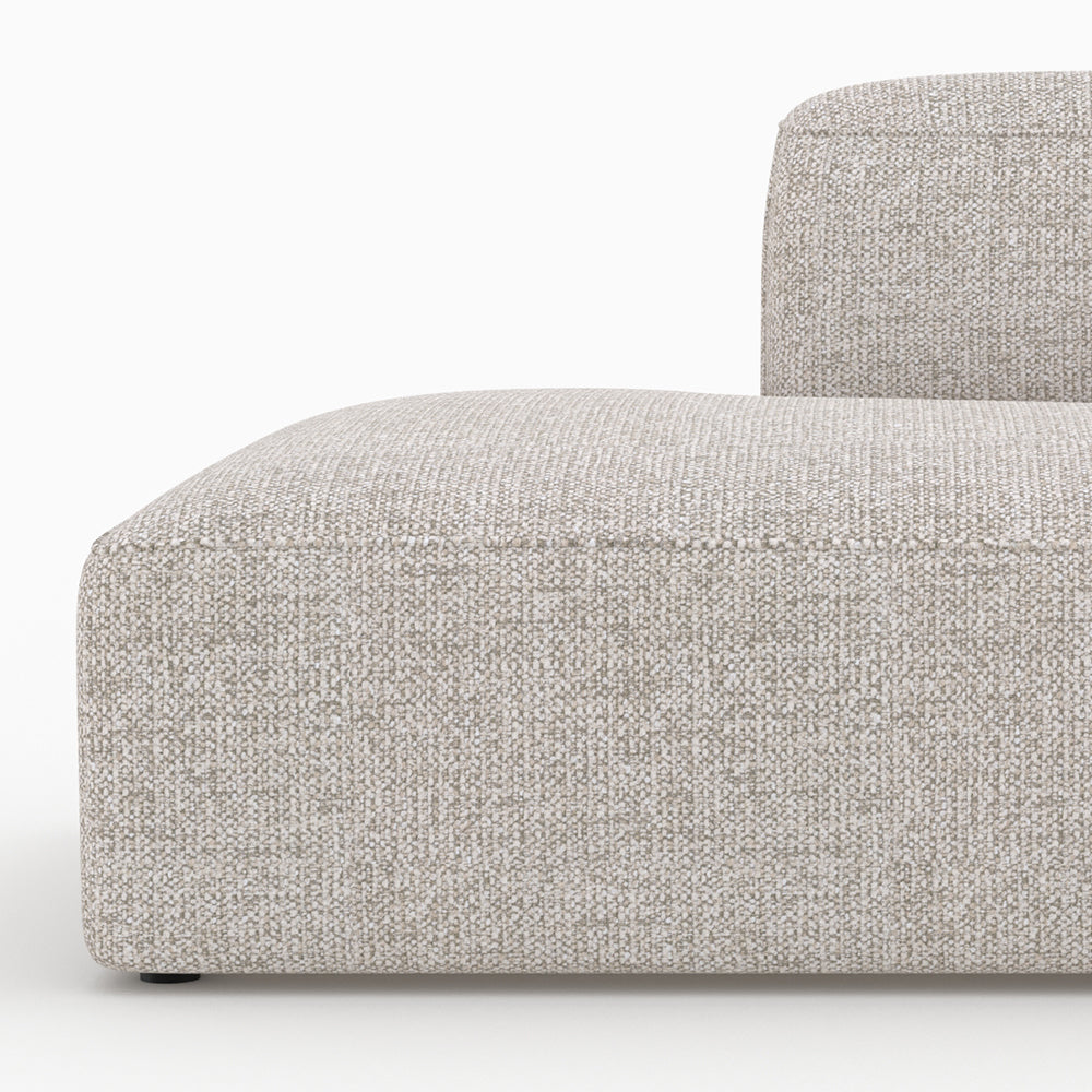 Hestia canapé 4 places angle droit 2 poufs tissu beige modulable