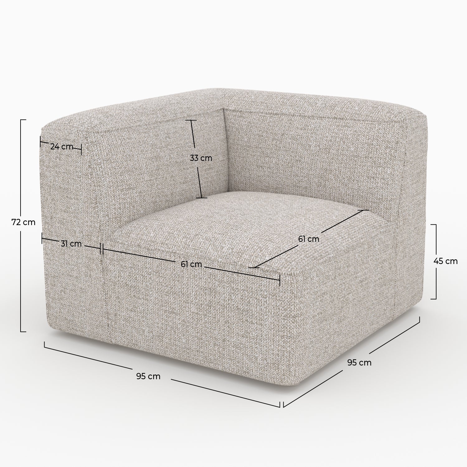 Hestia module angle interchangeable tissu beige canapé modulable