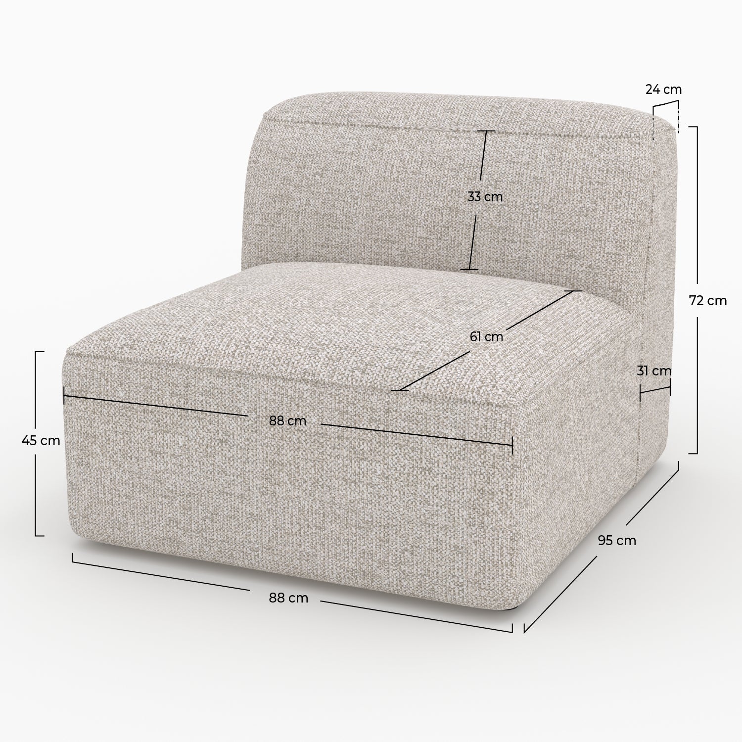 Hestia module chauffeuse canapé modulable tissu beige