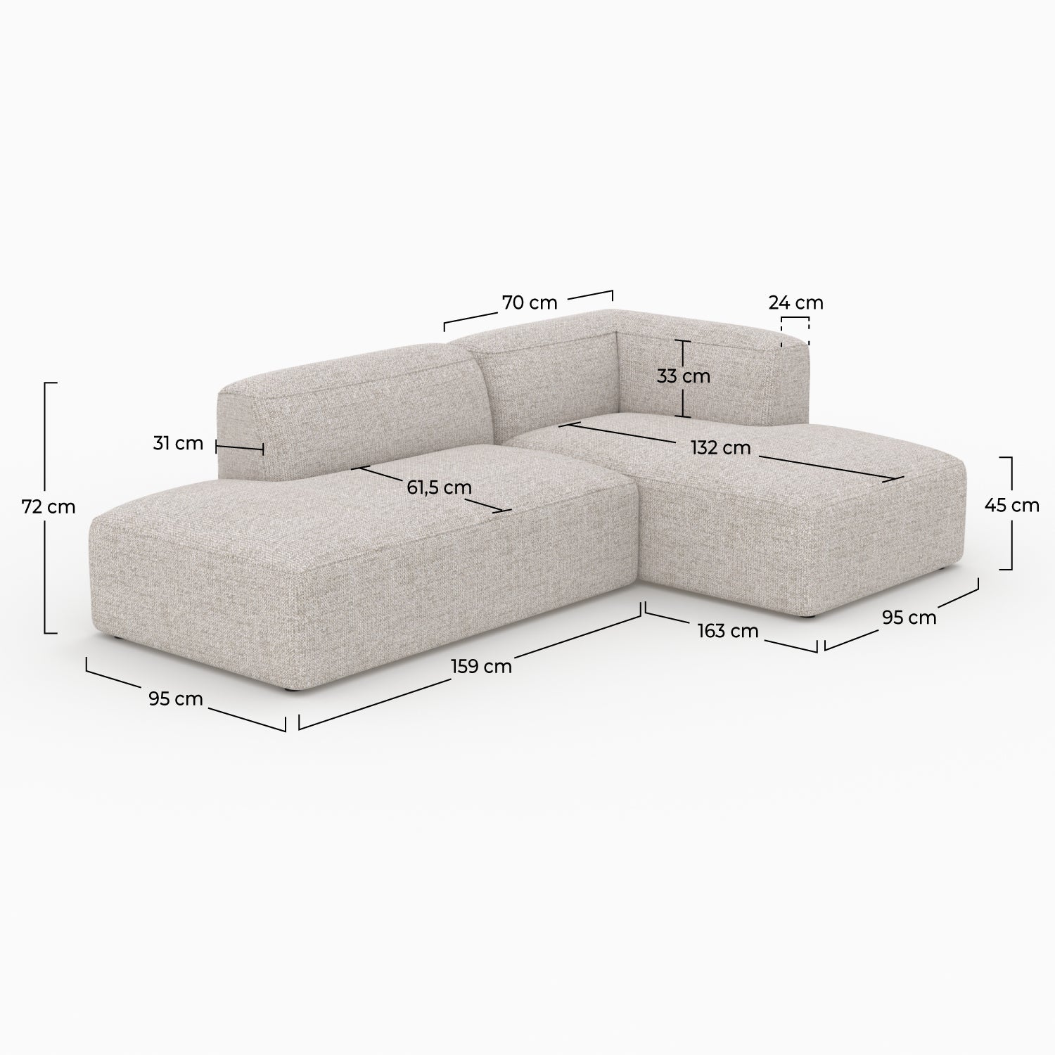 Hestia canapé modulable angle droit 4 places