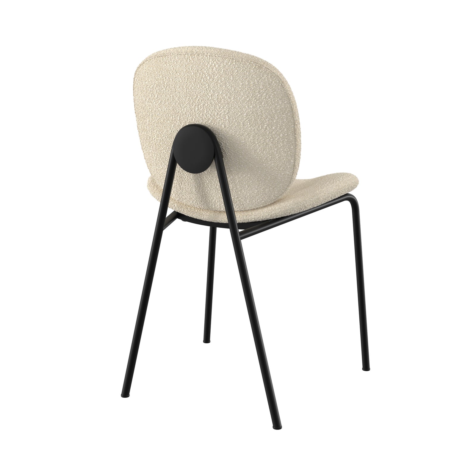iris chaise en tissu boucle beige pieds noirs lot de 2