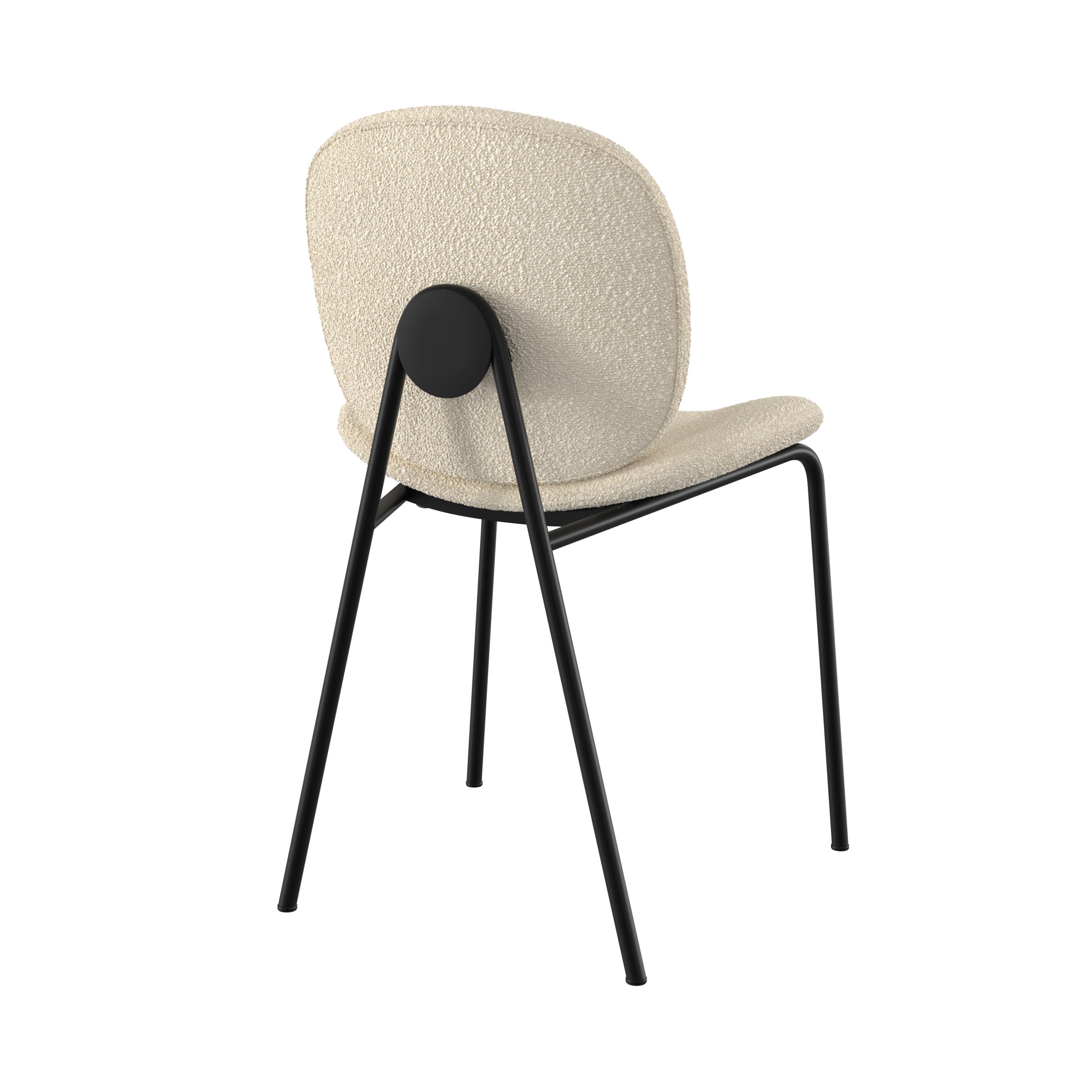 iris sedia in tessuto bouclé beige con gambe nere set di 2