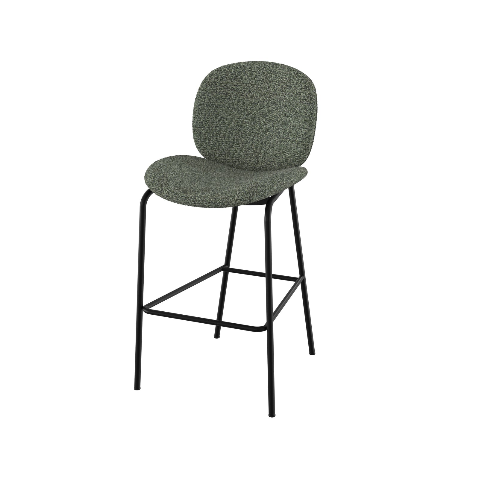 sedia iris per isola centrale in tessuto bouclé verde kaki set di 2