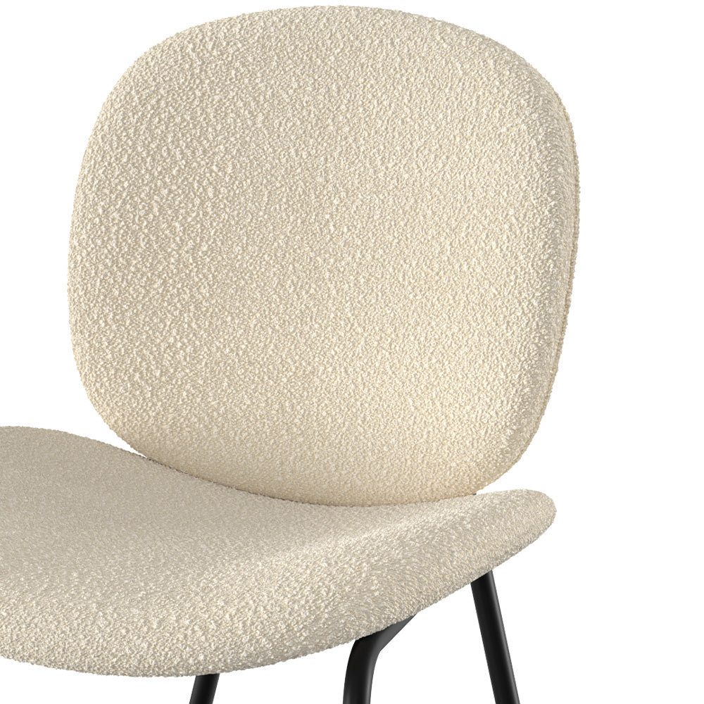 iris set di 2 sedie in tessuto bouclé beige con gambe nere