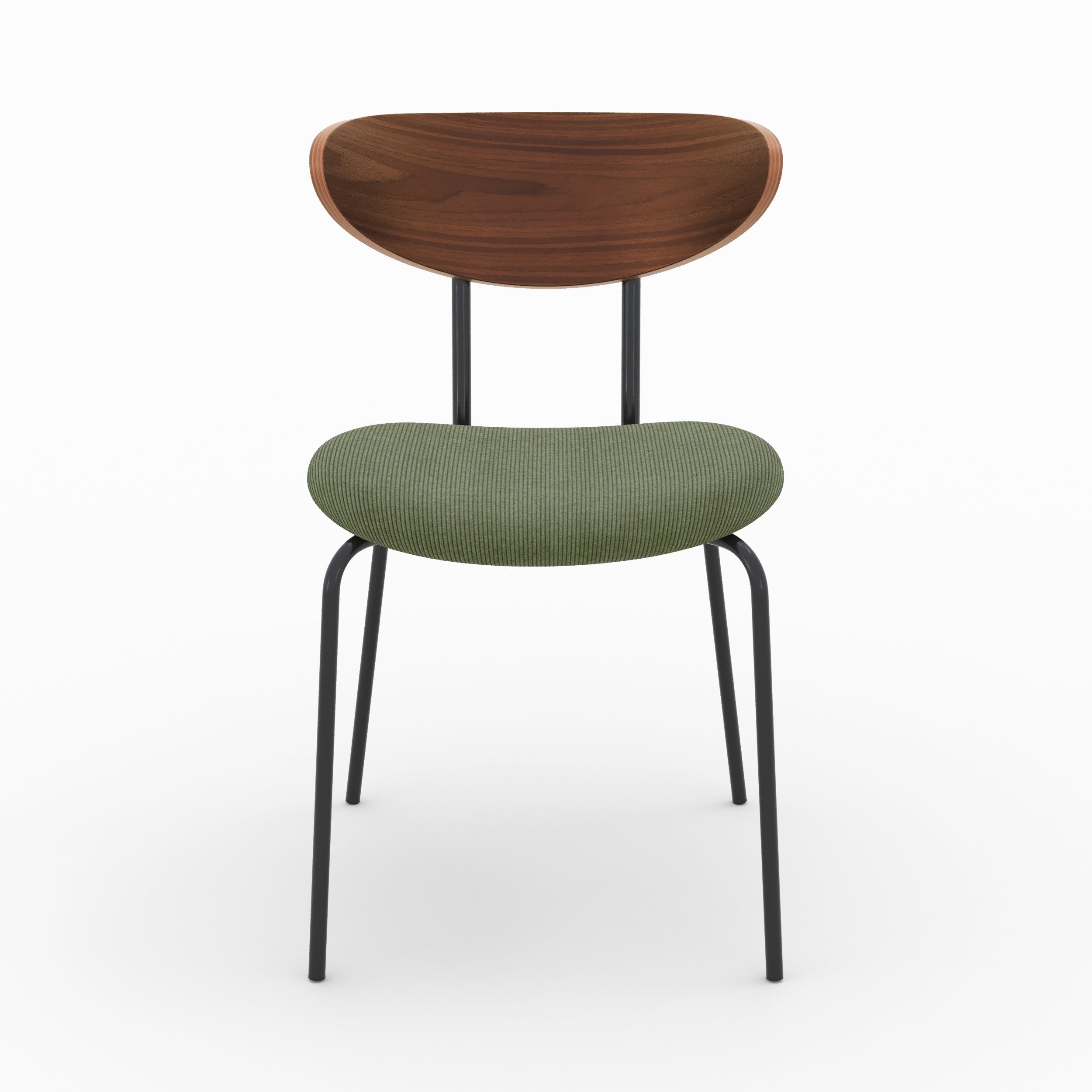 sedia in velluto verde kaki con schienale in legno set di 2