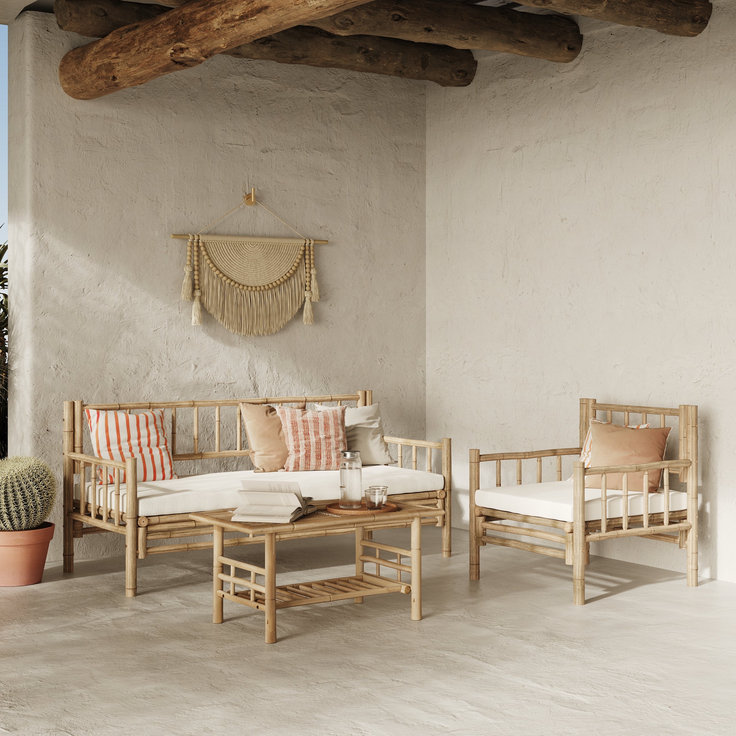 Jardin salon de jardin Vadella bambou 4 places