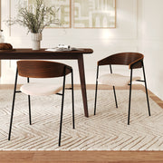 Juyan 2 chaises bois foncé et tissu blanc