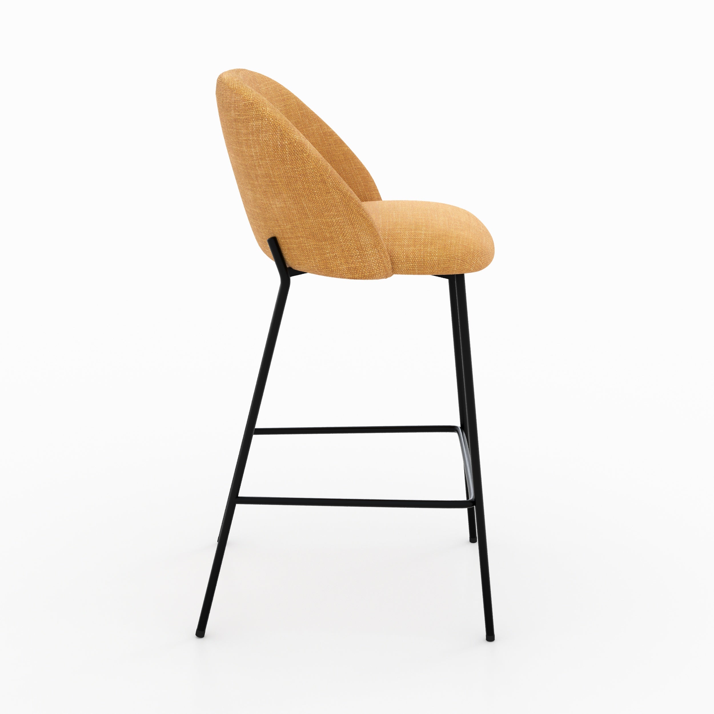 Karl chaise ilot central jaune moutarde tissu texture vue côté
