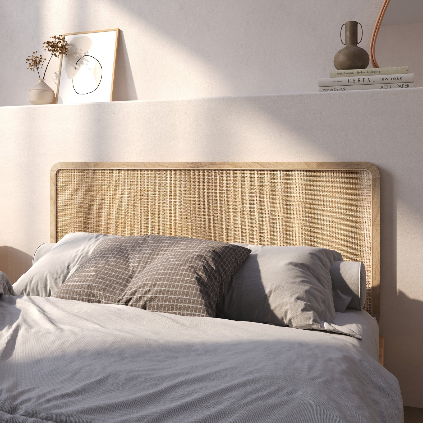 khao tete de lit bois cannage 140 cm