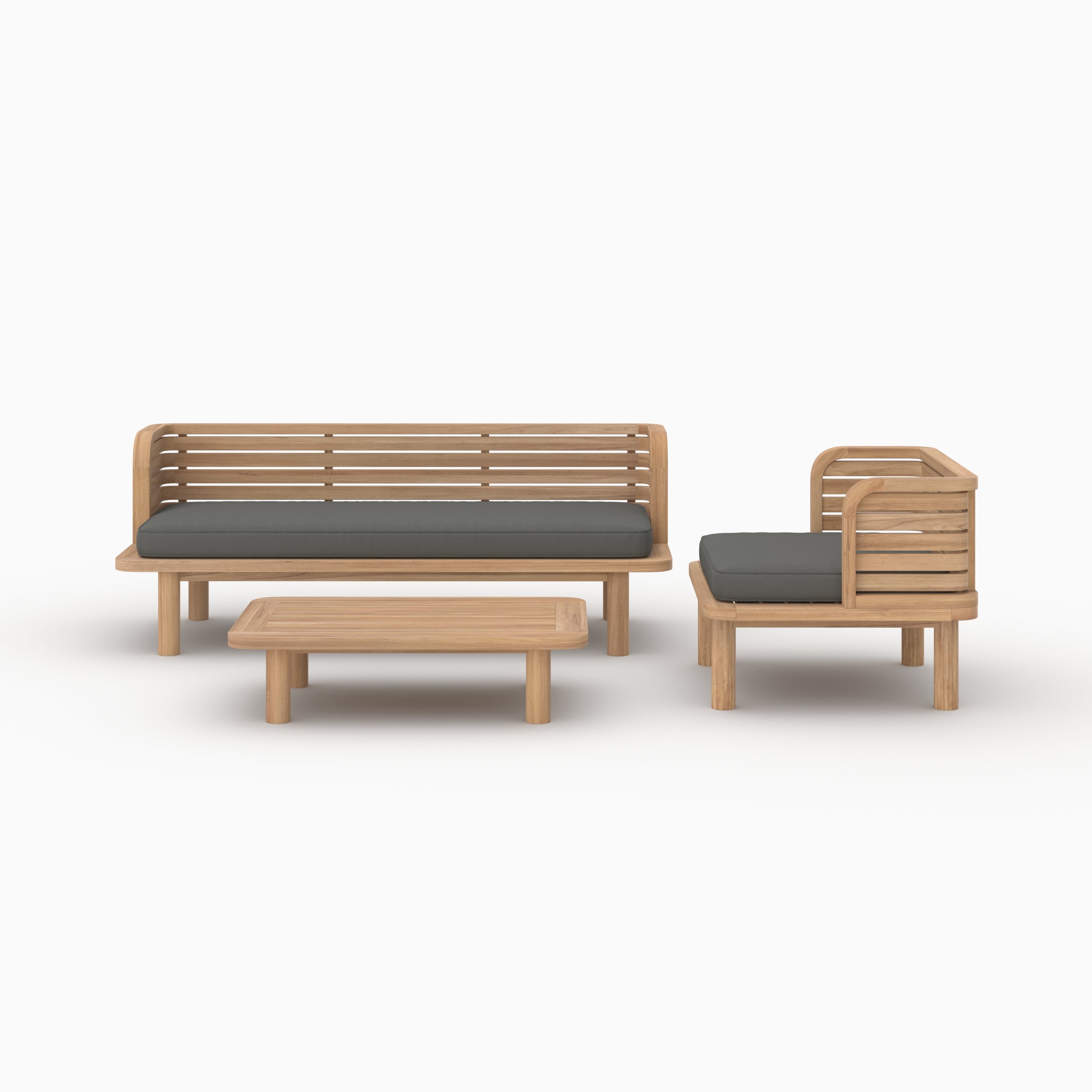 Kilda 3 places salon de jardin bois teck gris
