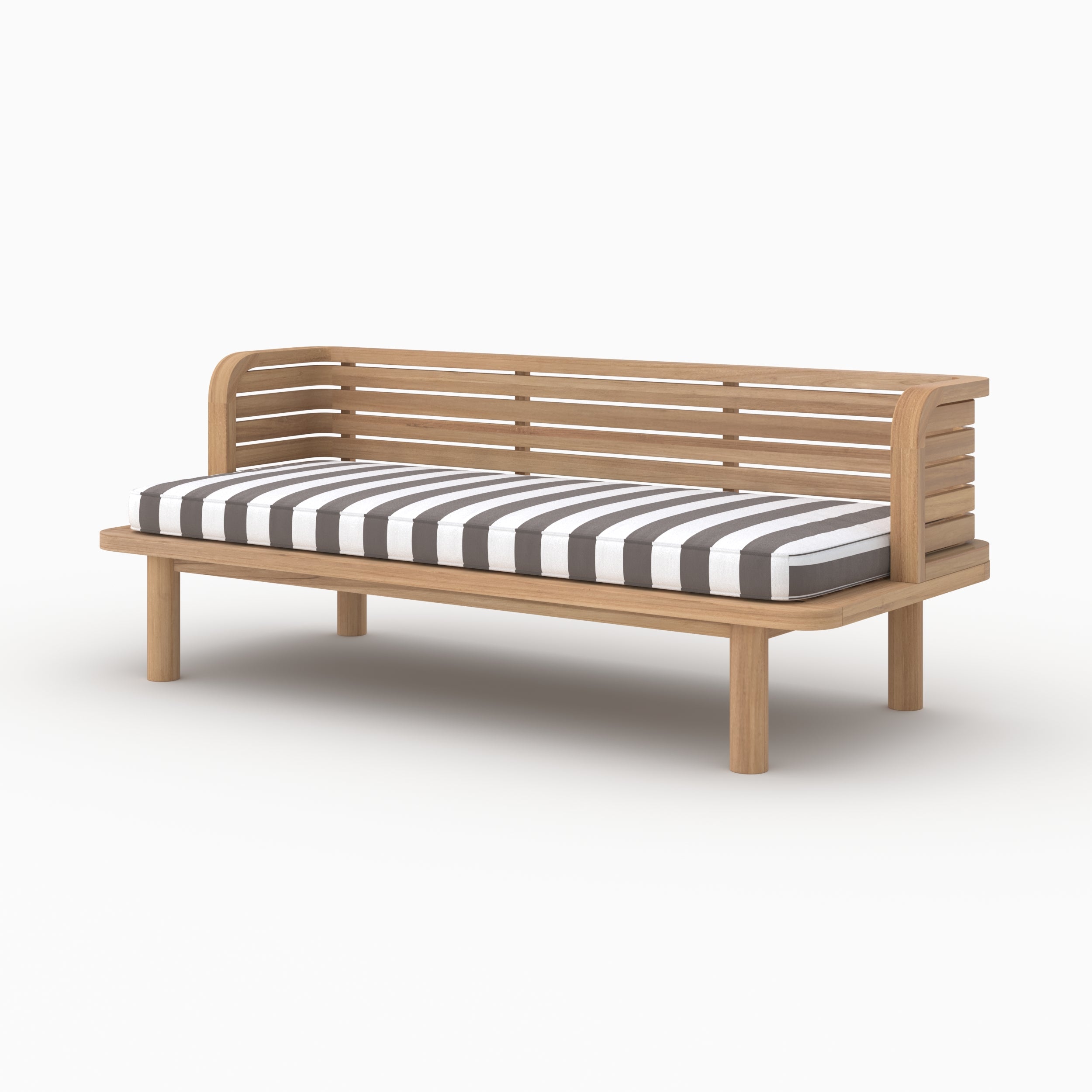 Kilda canapé extérieur teck massif coussin gris rayé 2 places