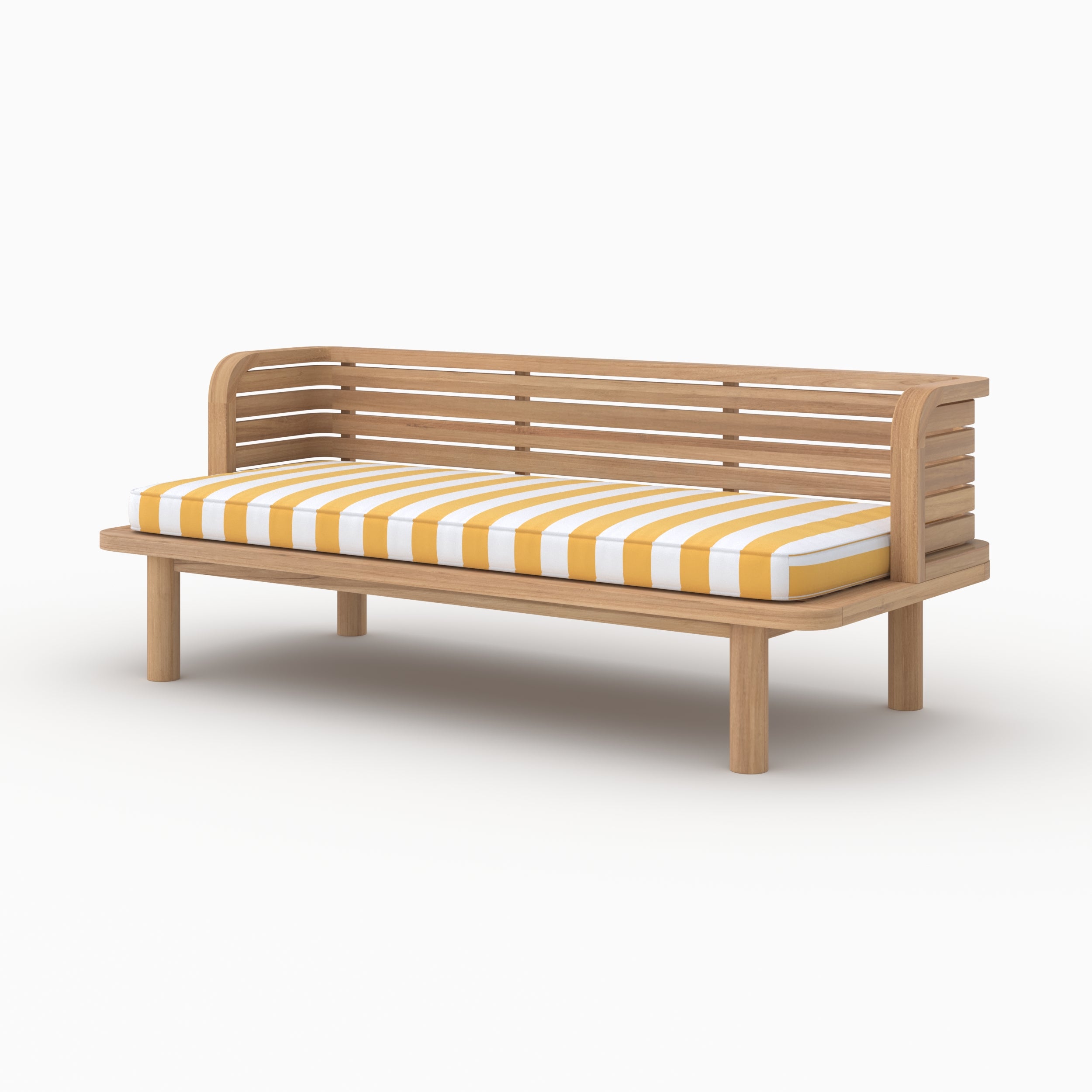 Kilda canapé extérieur teck massif coussin jaune poussin 2 places