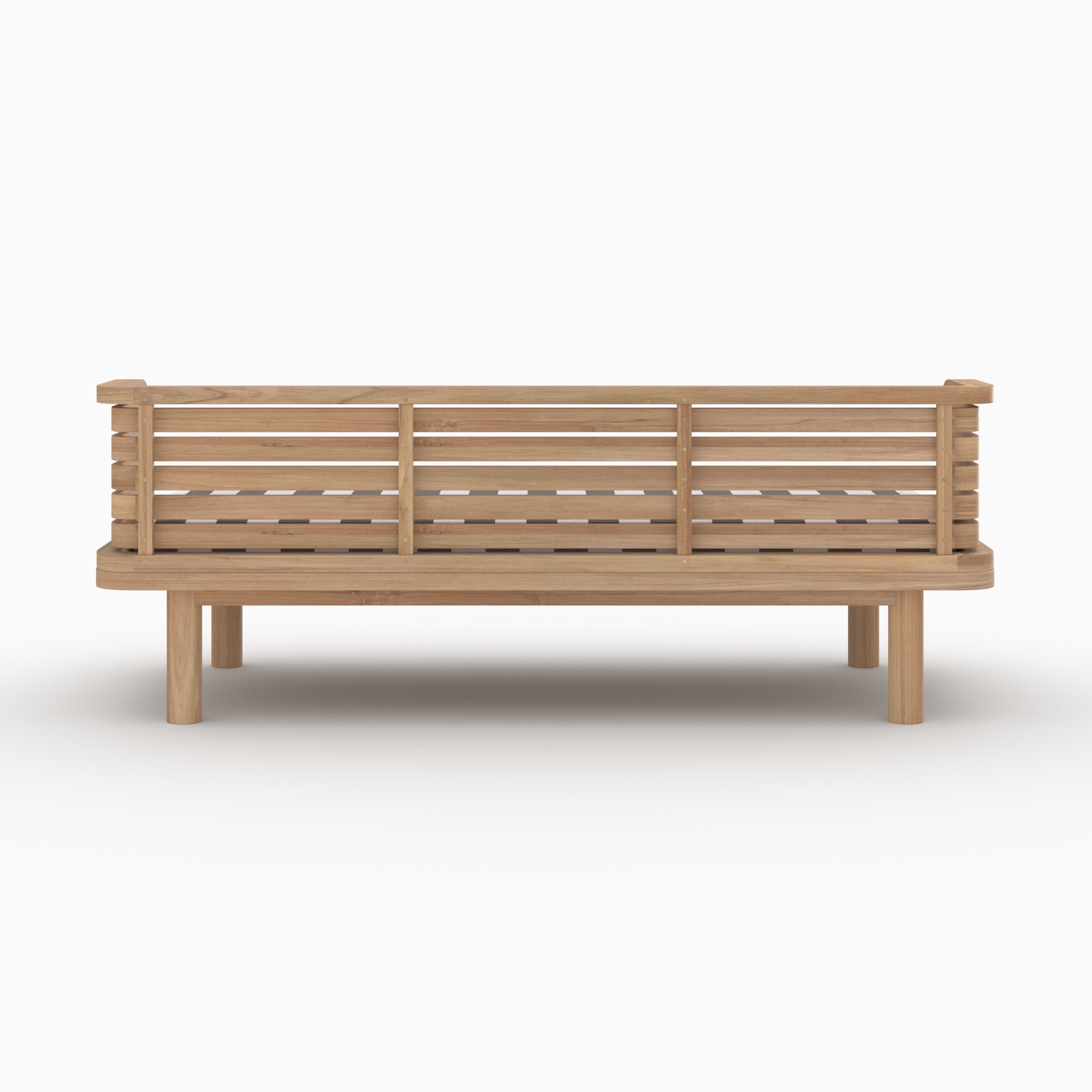Kilda canapé jardin teck massif coussin rayé gris 2 places