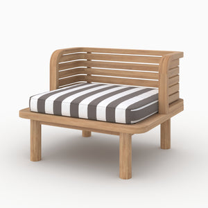 Kilda fauteuil extérieur teck massif coussin gris rayé