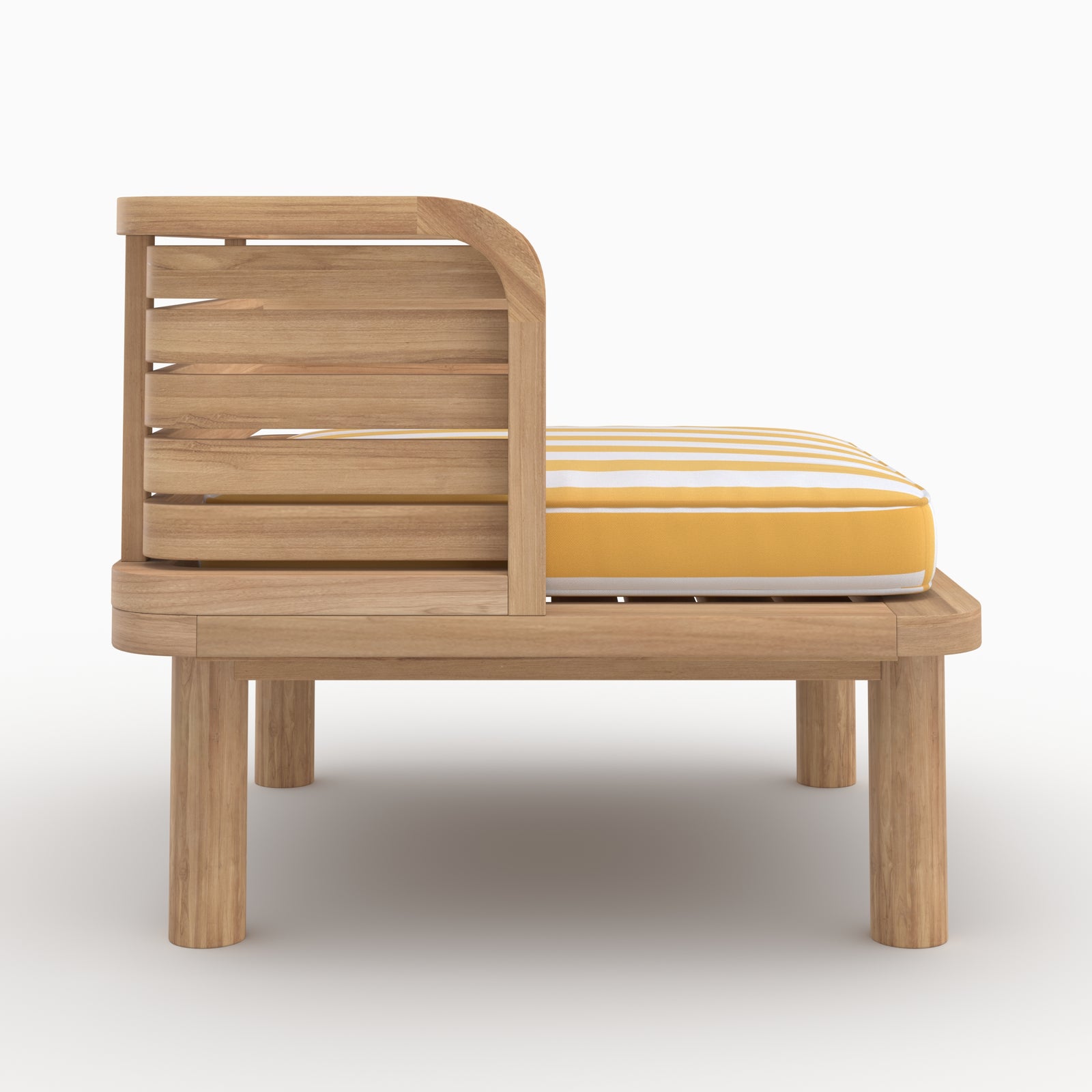 Kilda fauteuil jardin teck massif coussin jaune soleil rayé