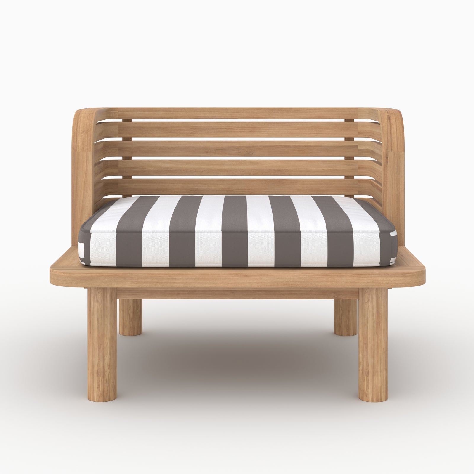 Kilda fauteuil jardin teck massif coussin rayé gris