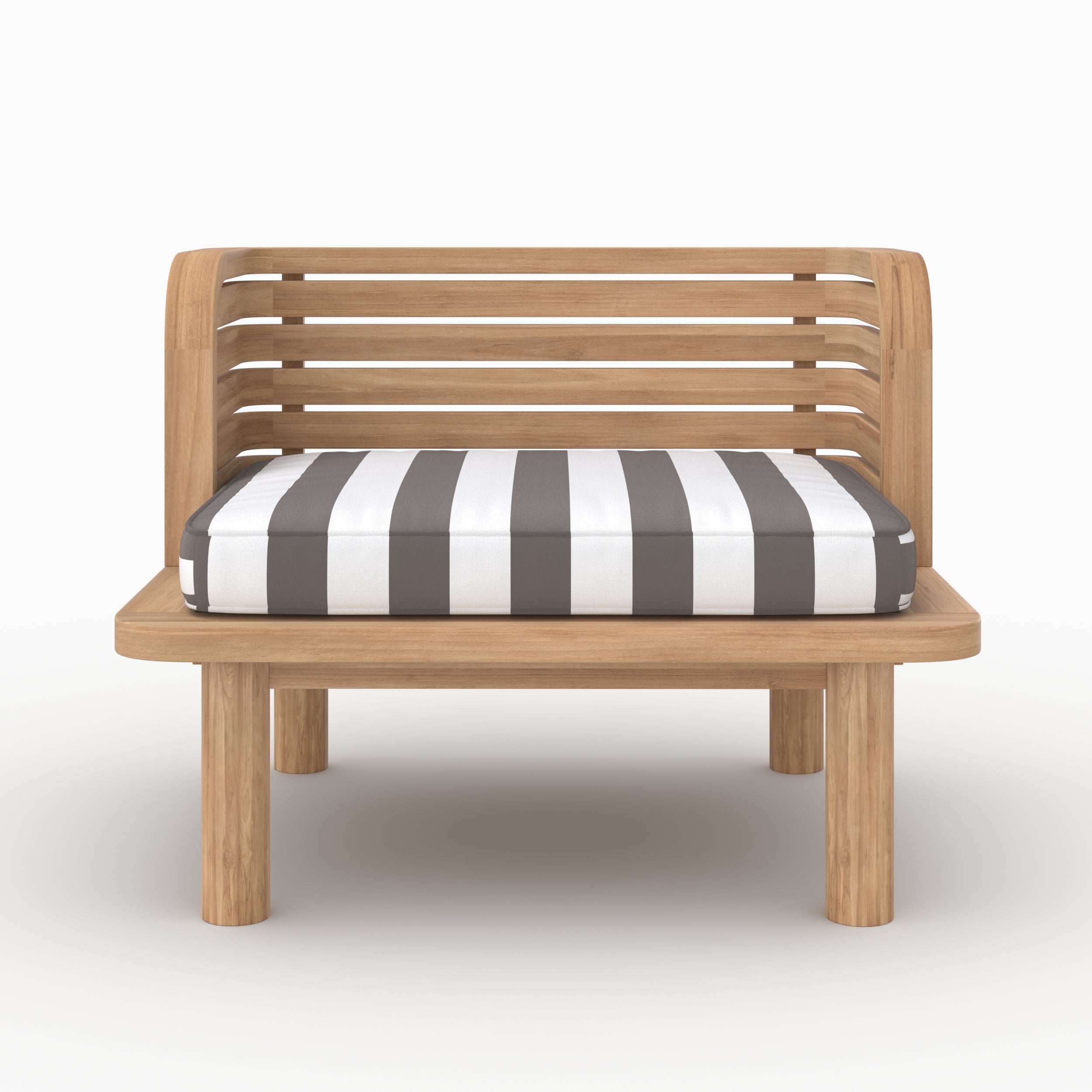 Kilda fauteuil jardin teck massif coussin rayé gris