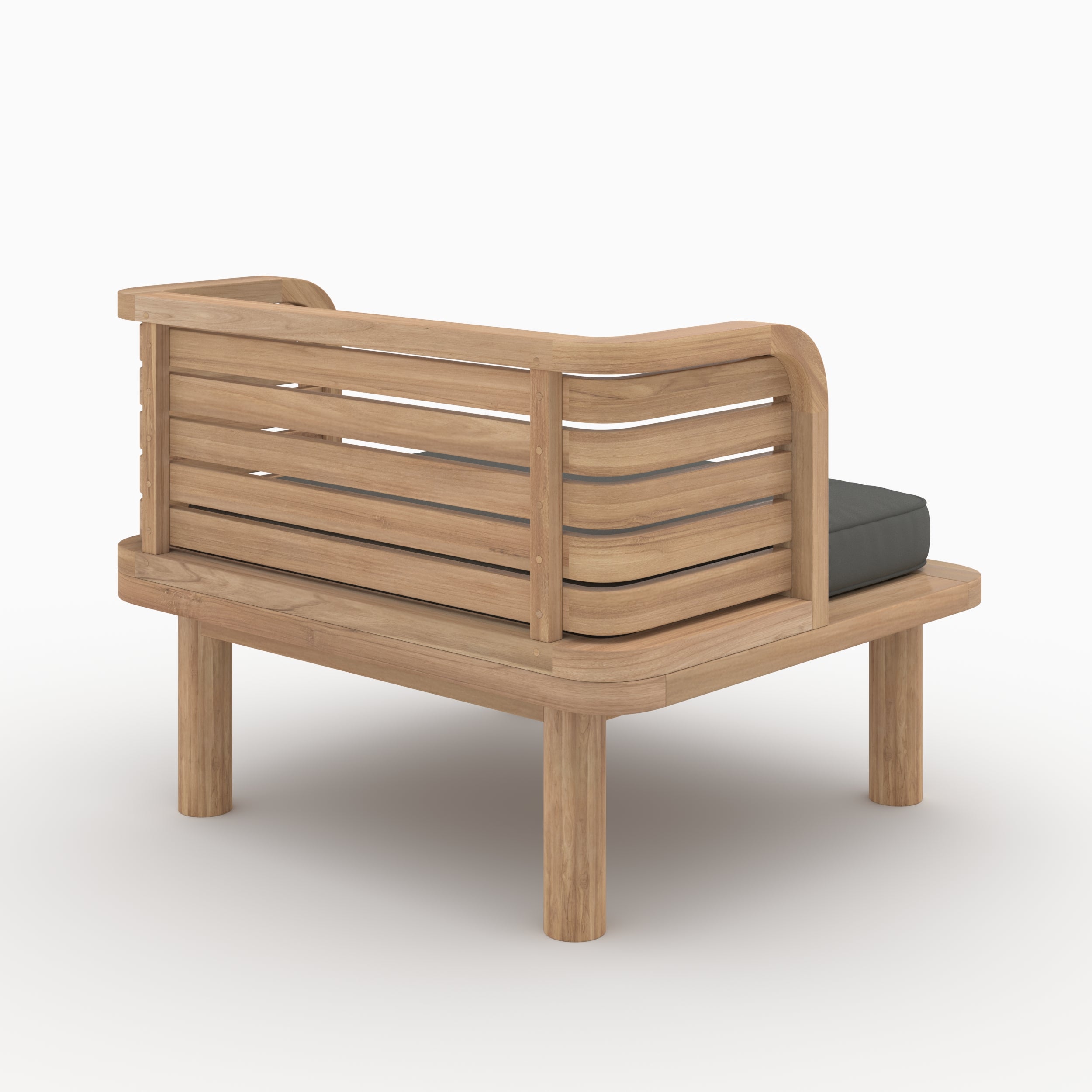 Kilda salon de jardin 3 places en teck et tissu gris