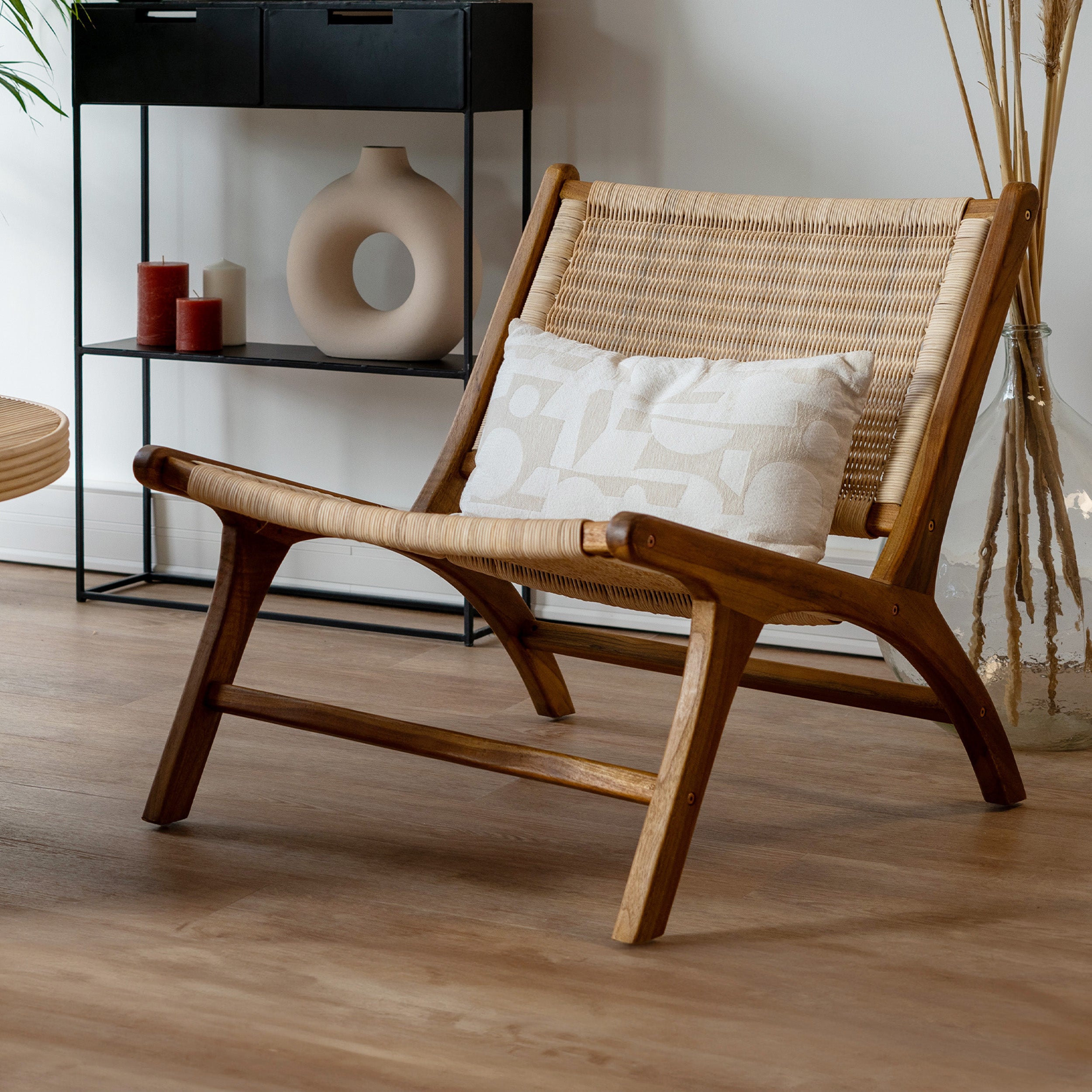 Fauteuil Kilka en teck et rotin naturel fitrit (tressage vannerie ...