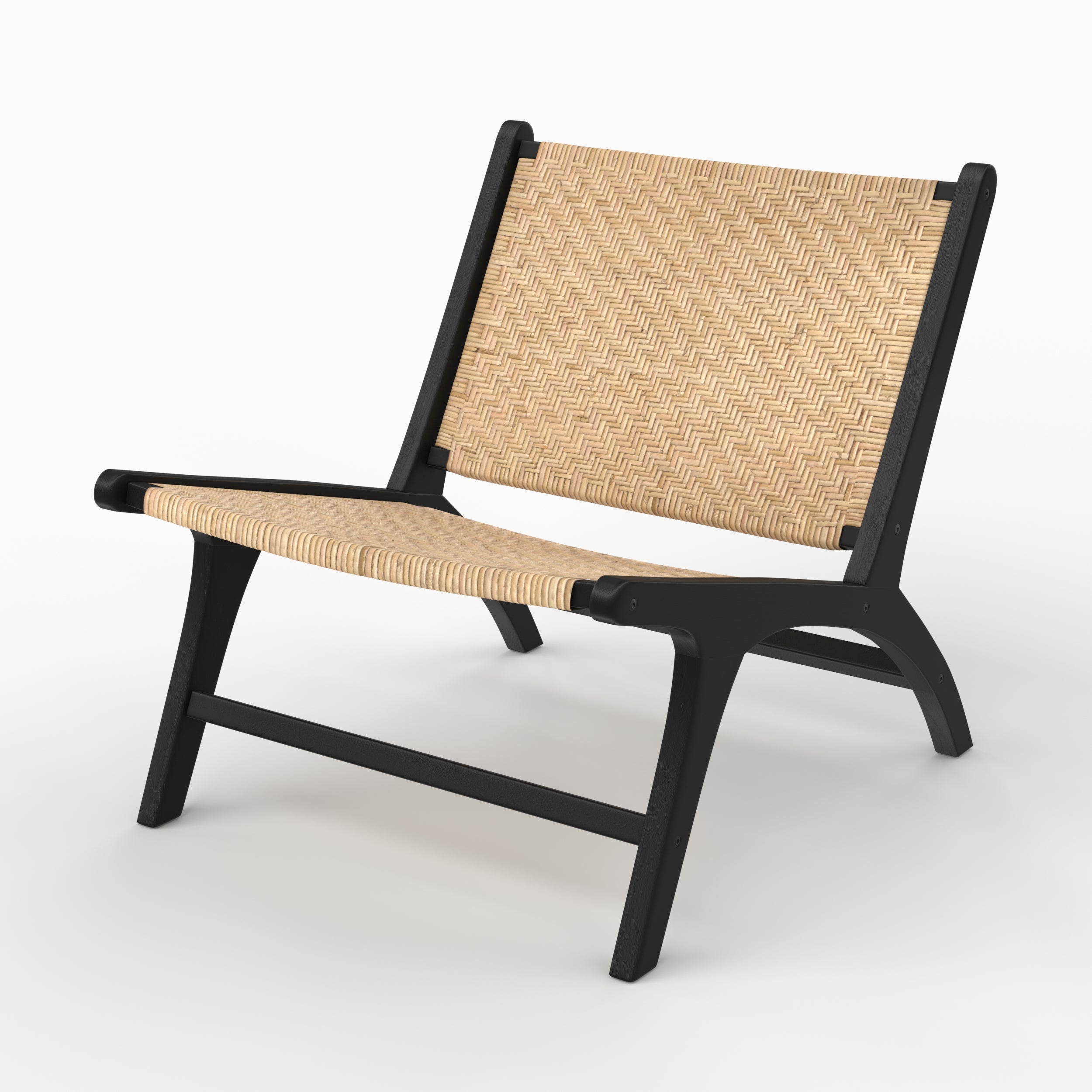 Kilka fauteuil rotin chevron bois teck noir