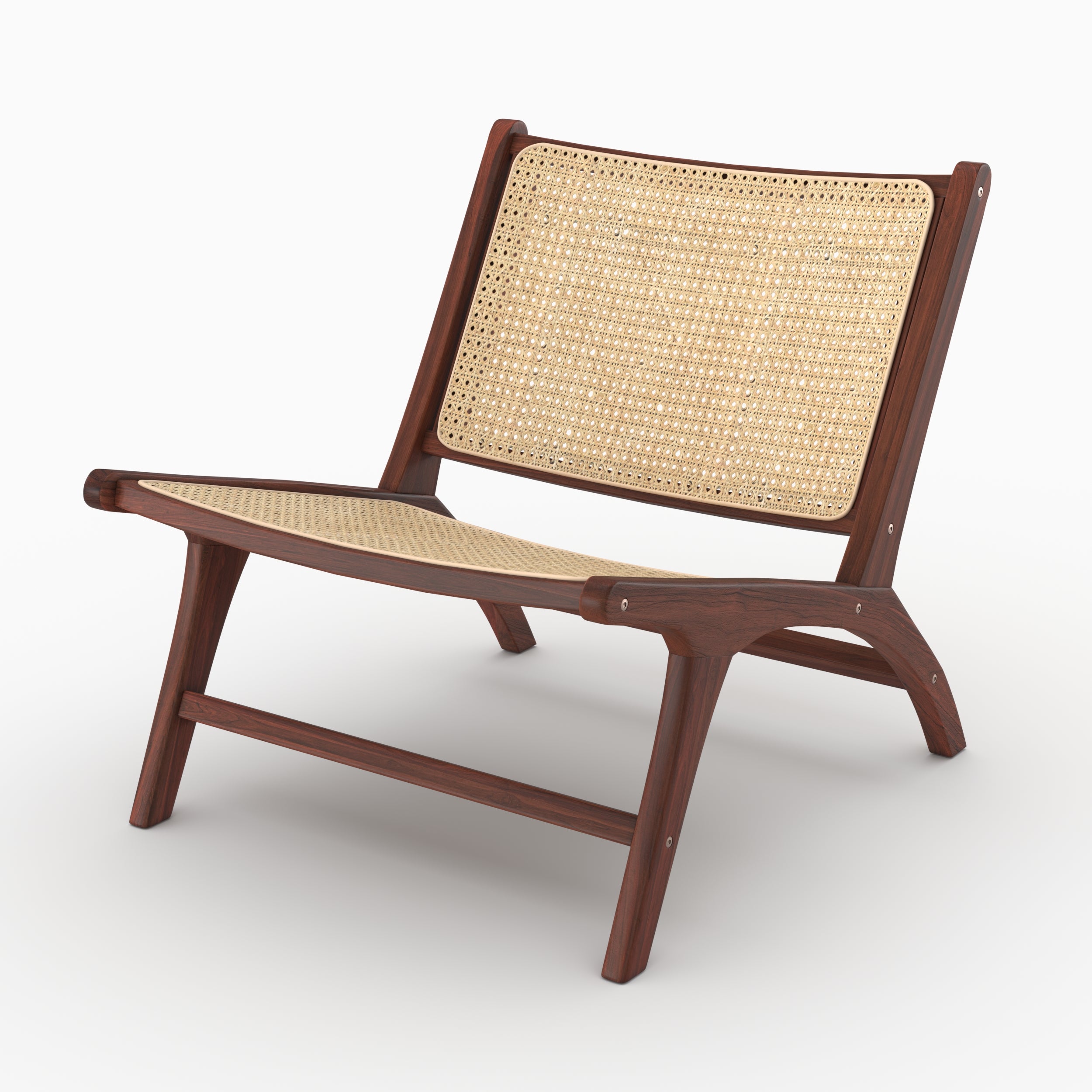 Kilka fauteuil teck noyer cannage rotin