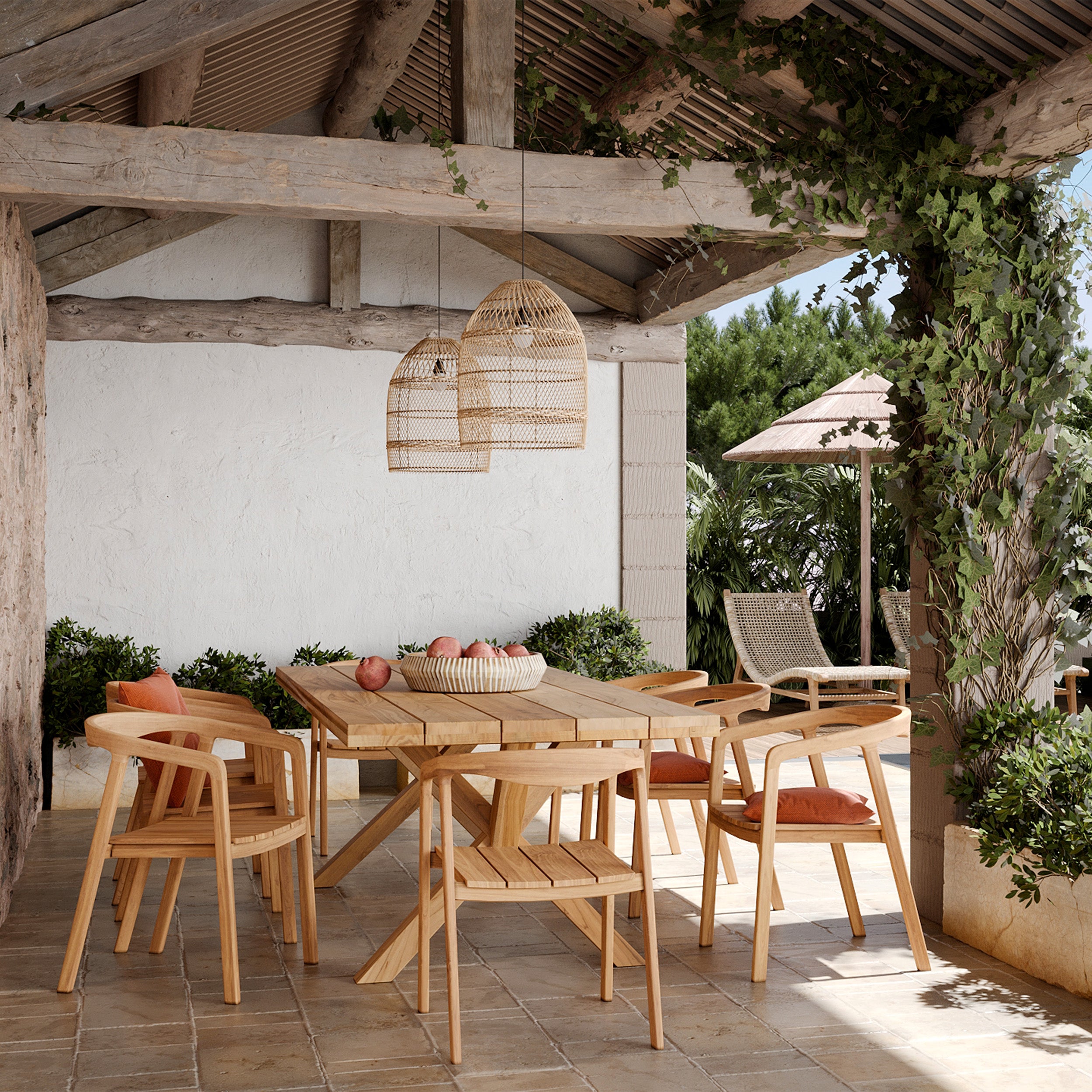 kora chaise de jardin bois de teck clair
