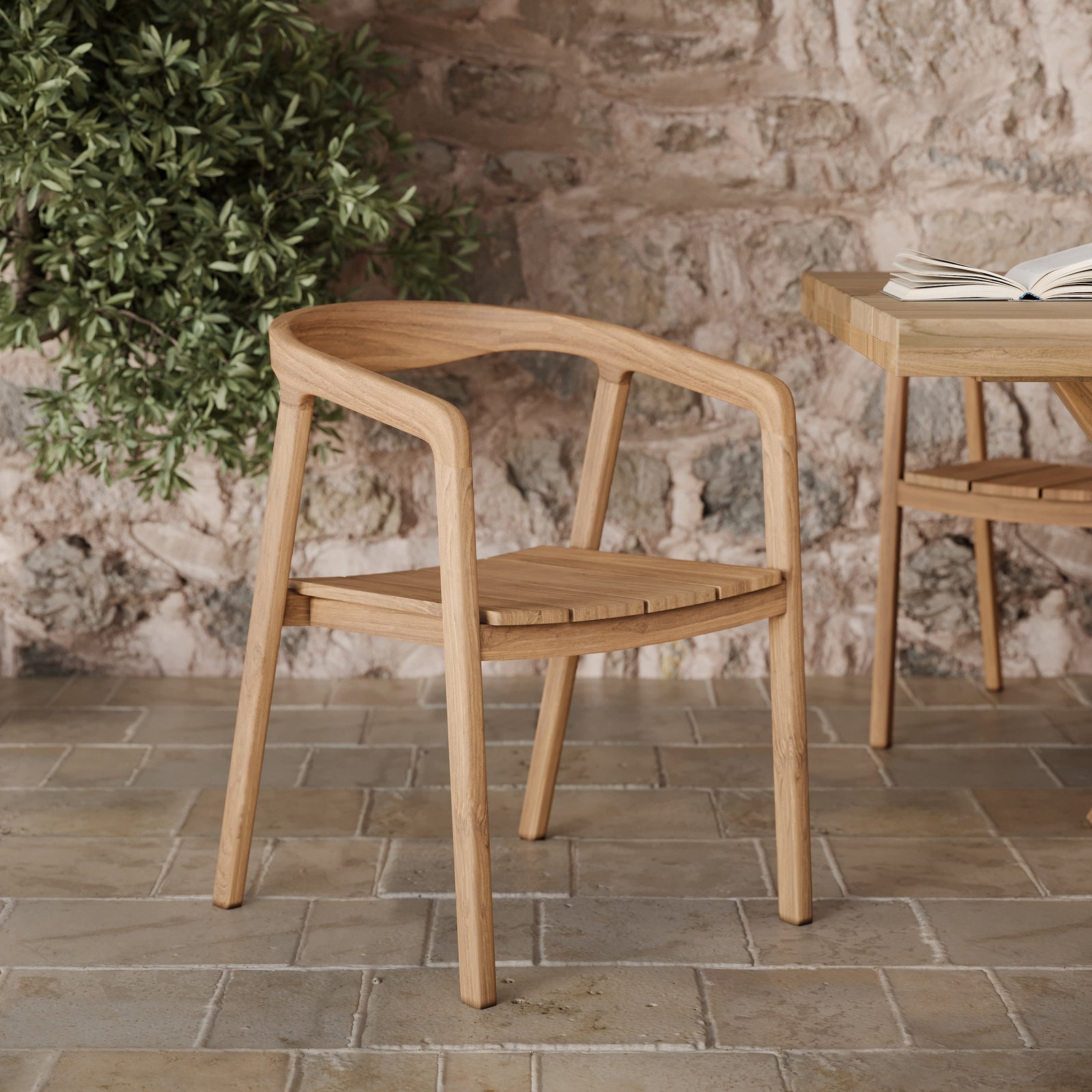 kora chaise de jardin en bois de teck massif focus