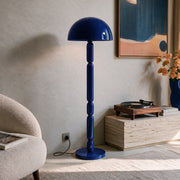 Lampadaire Romy en bois et métal bleu foncé