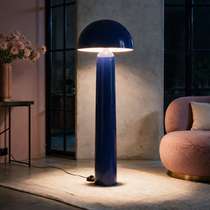 Lampadaire champignon bleu roi glossy allumé – Maison Pavane