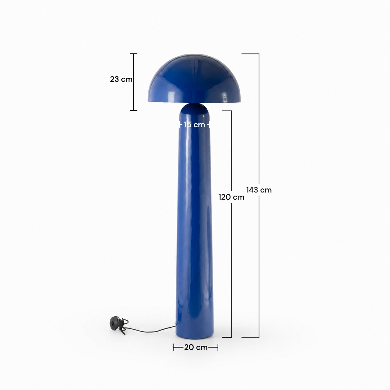 Dimensions du lampadaire Clara en métal bleu foncé - Maison Pavane