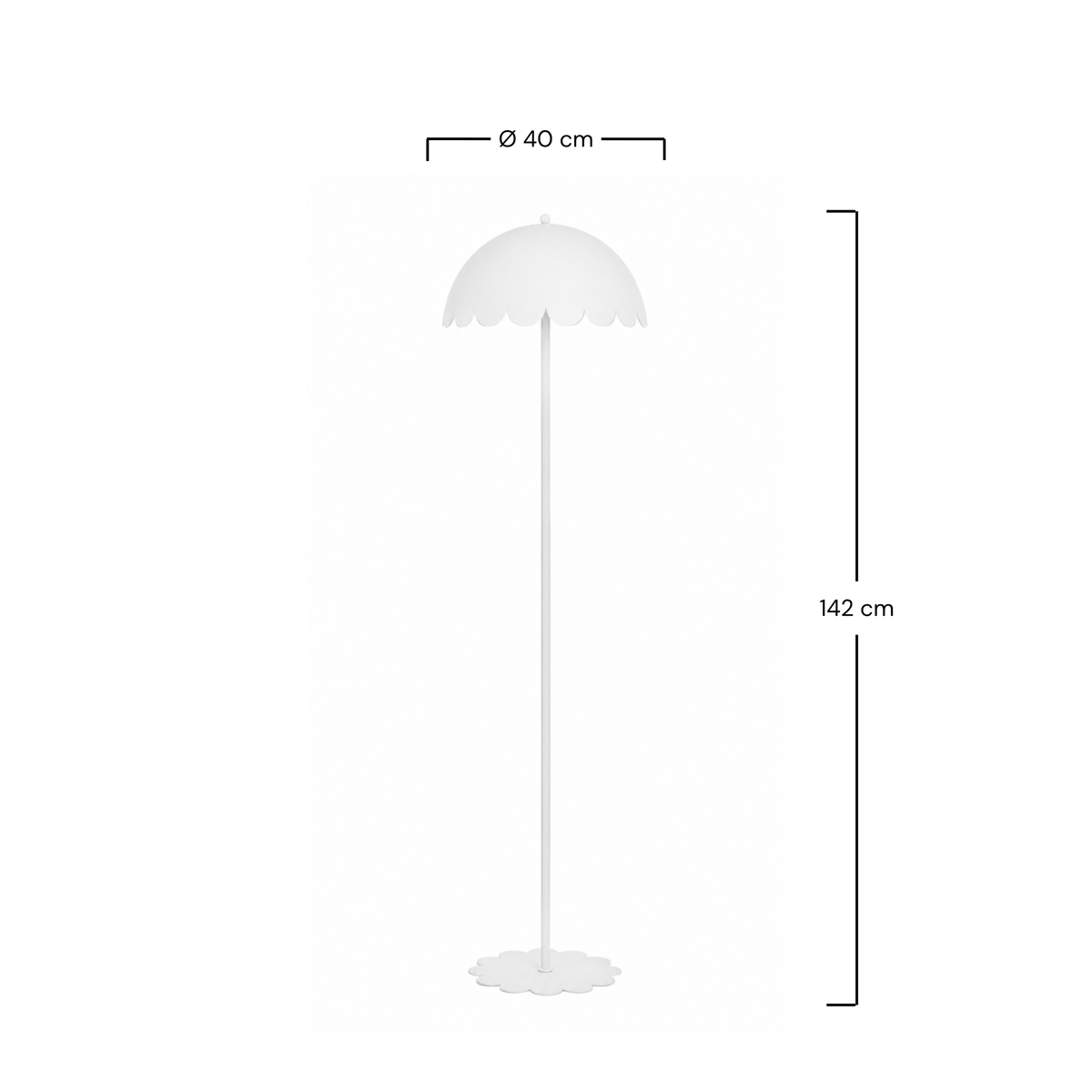 Dimensions du lampadaire Flow en métal blanc - Maison Pavane