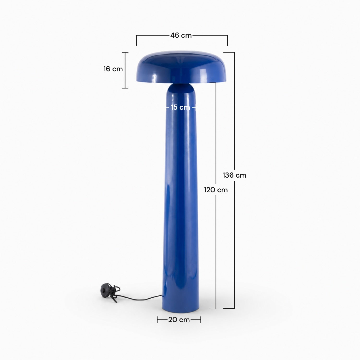 Dimensions du lampadaire Livia en métal bleu foncé - Maison Pavane