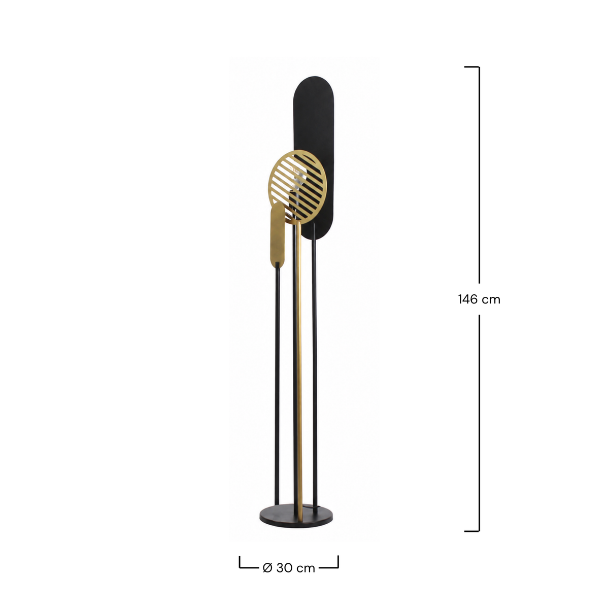 Dimensions du lampadaire Totem en métal noir et doré H146 cm - Maison Pavane