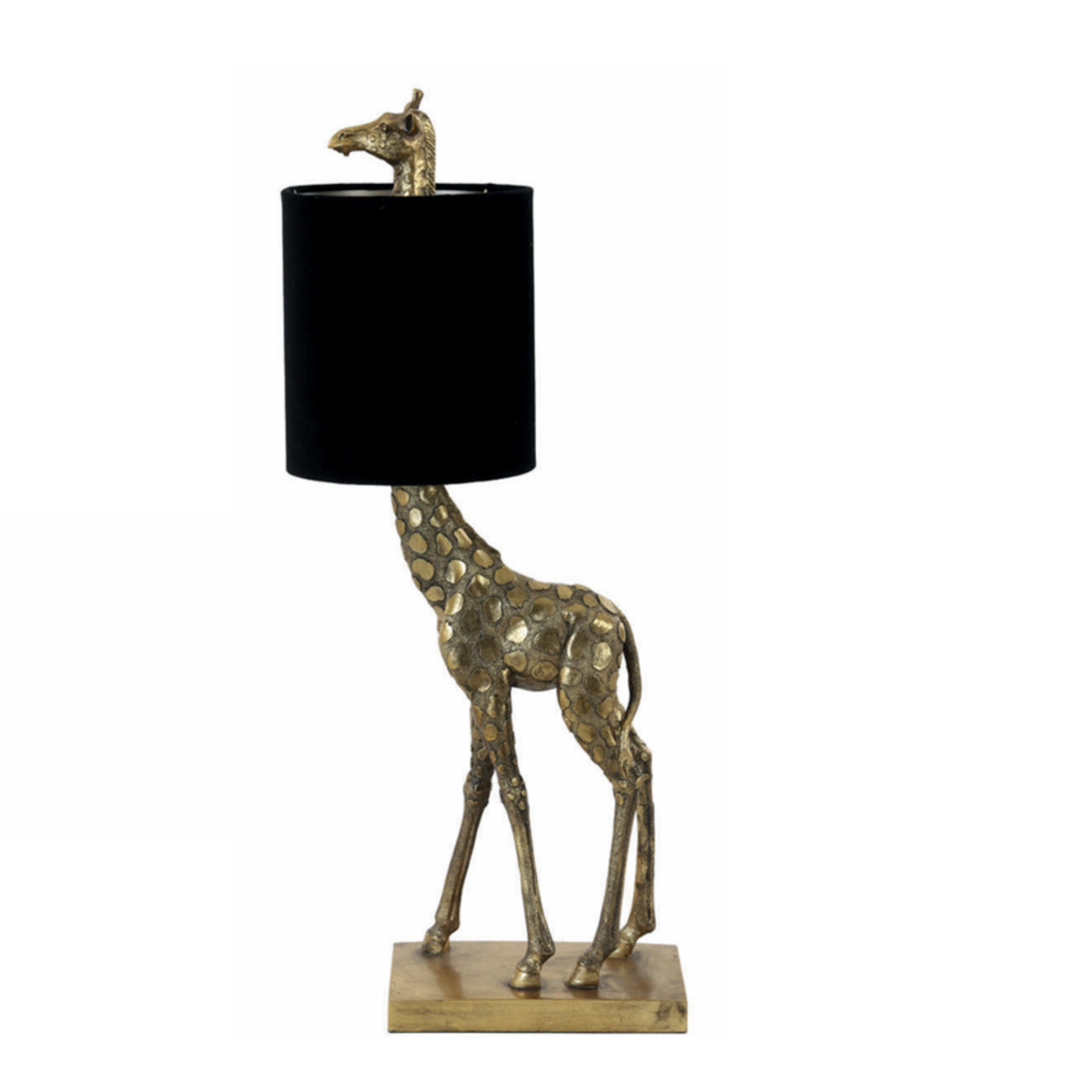 Lampe à poser Girafe en plastique bronze et velours noir - Maison Pavane