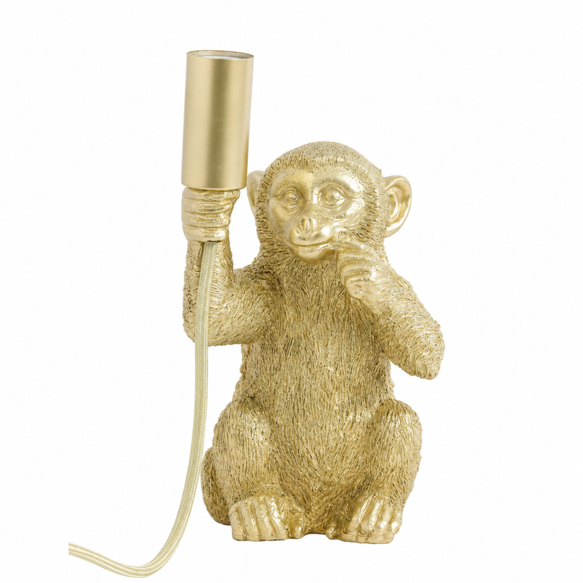 Lampe à poser Monkey en plastique doré - Maison Pavane