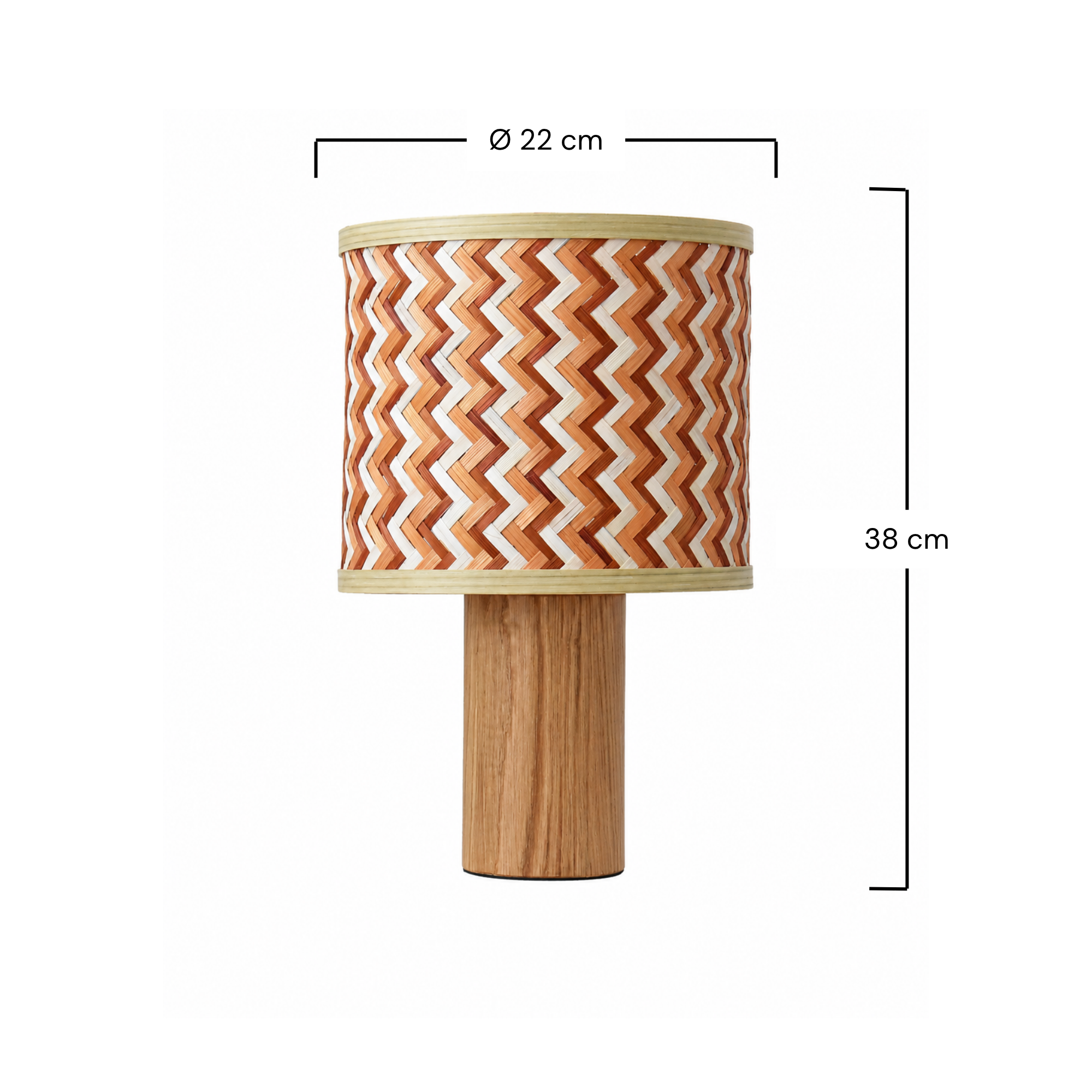 Lampe à poser Phil en bois de chêne et bambou crème et orange