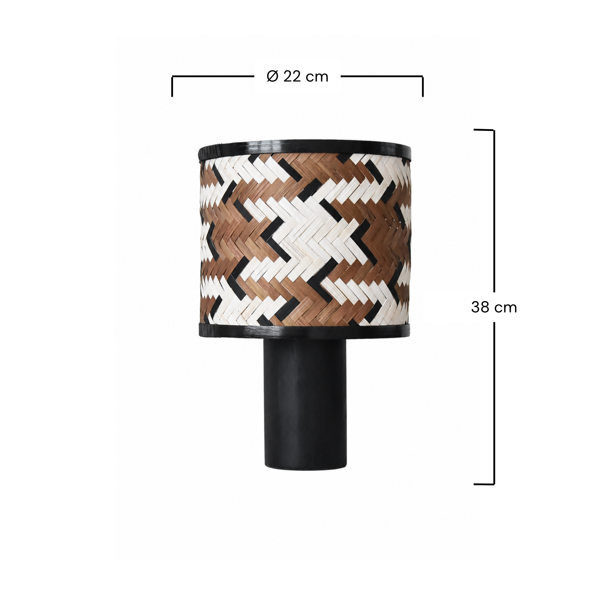 Lampe à poser Phil en bois de chêne et bambou marron et noir