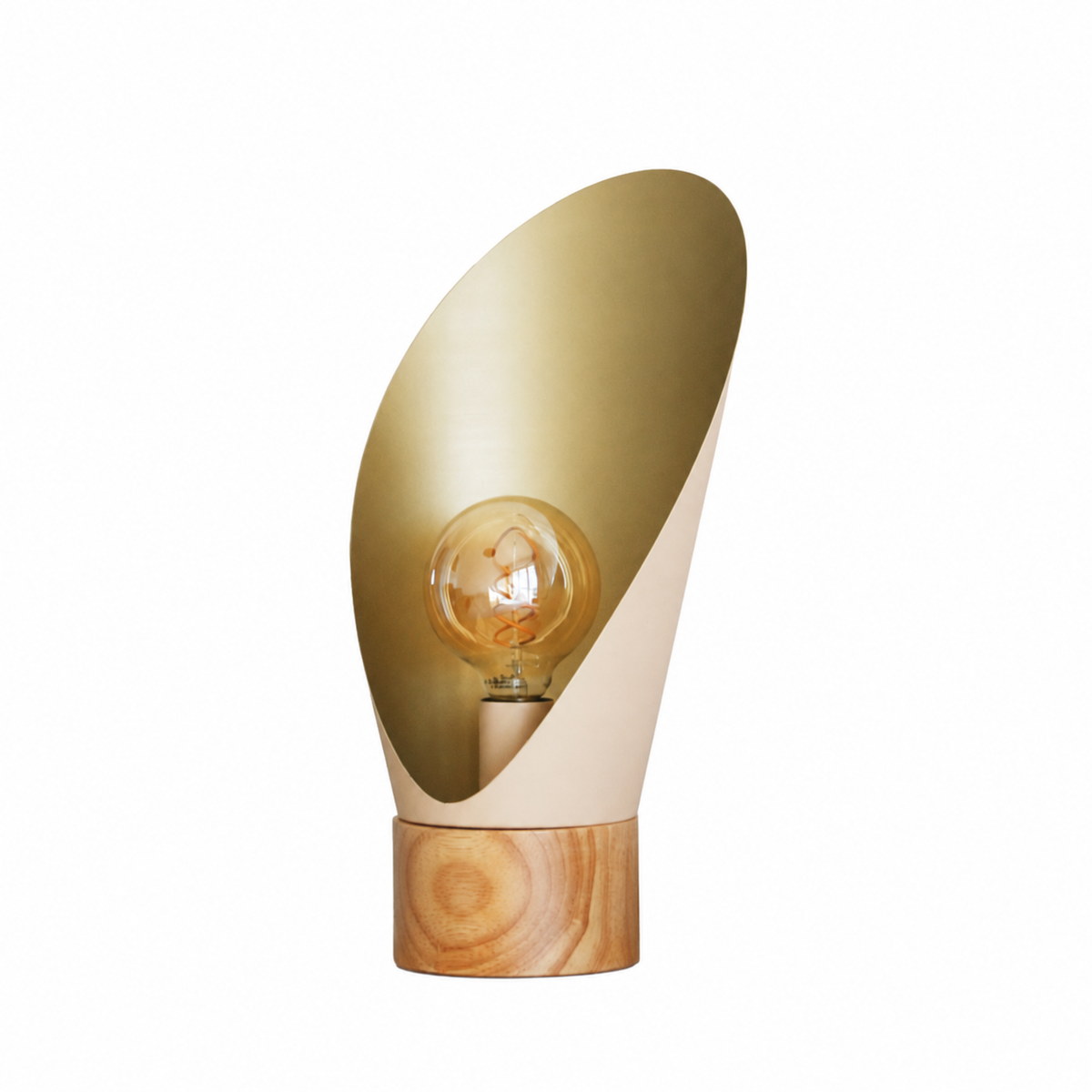 Lampe à poser Spoon en métal crème et bois H44 cm - Maison Pavane
