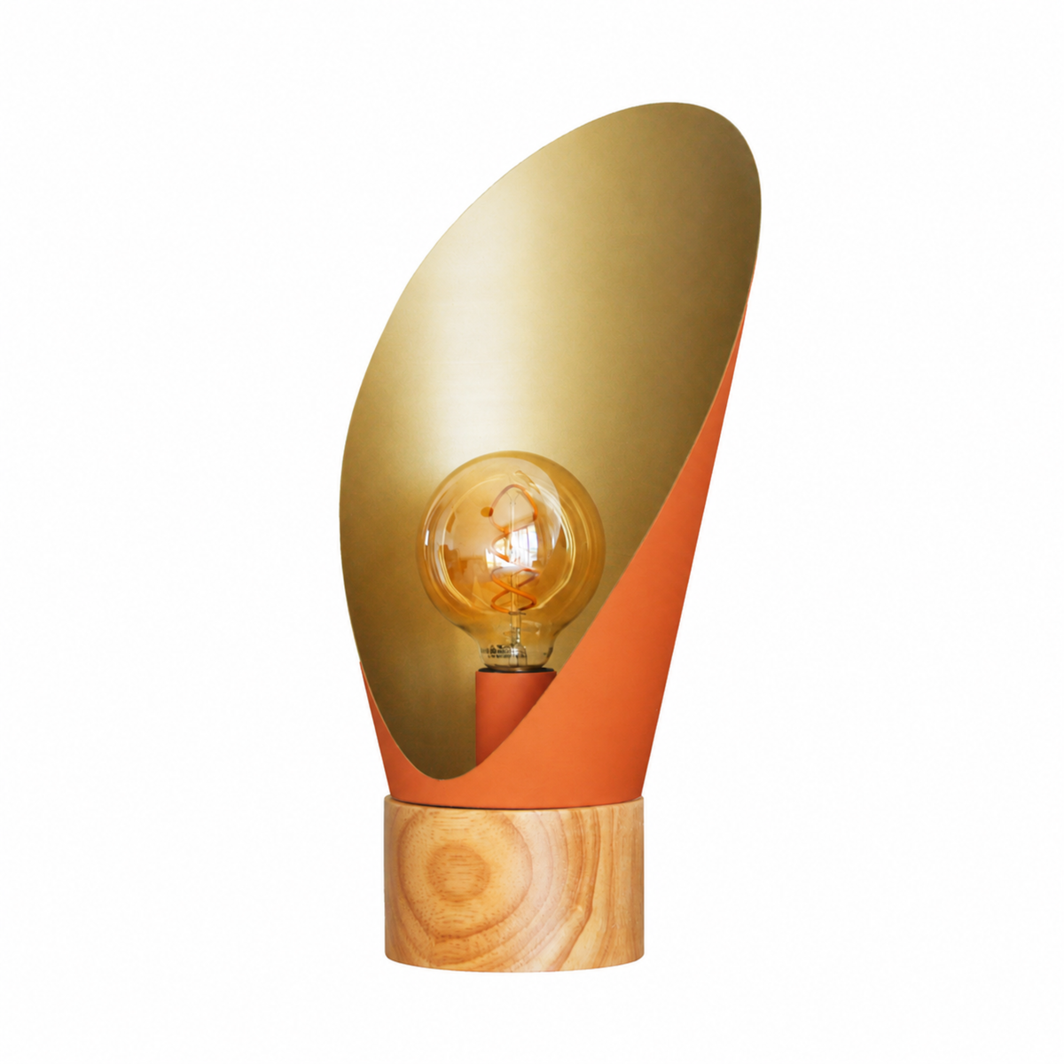 Lampe à poser Spoon en métal terracotta et bois H44 cm - Maison Pavane