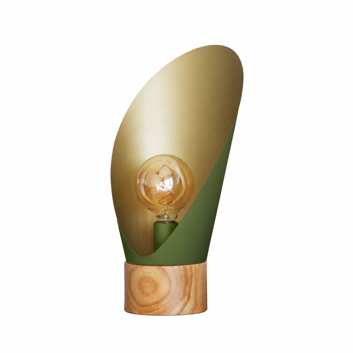 Lampe à poser Spoon en métal vert olive et bois H44 cm - Maison Pavane