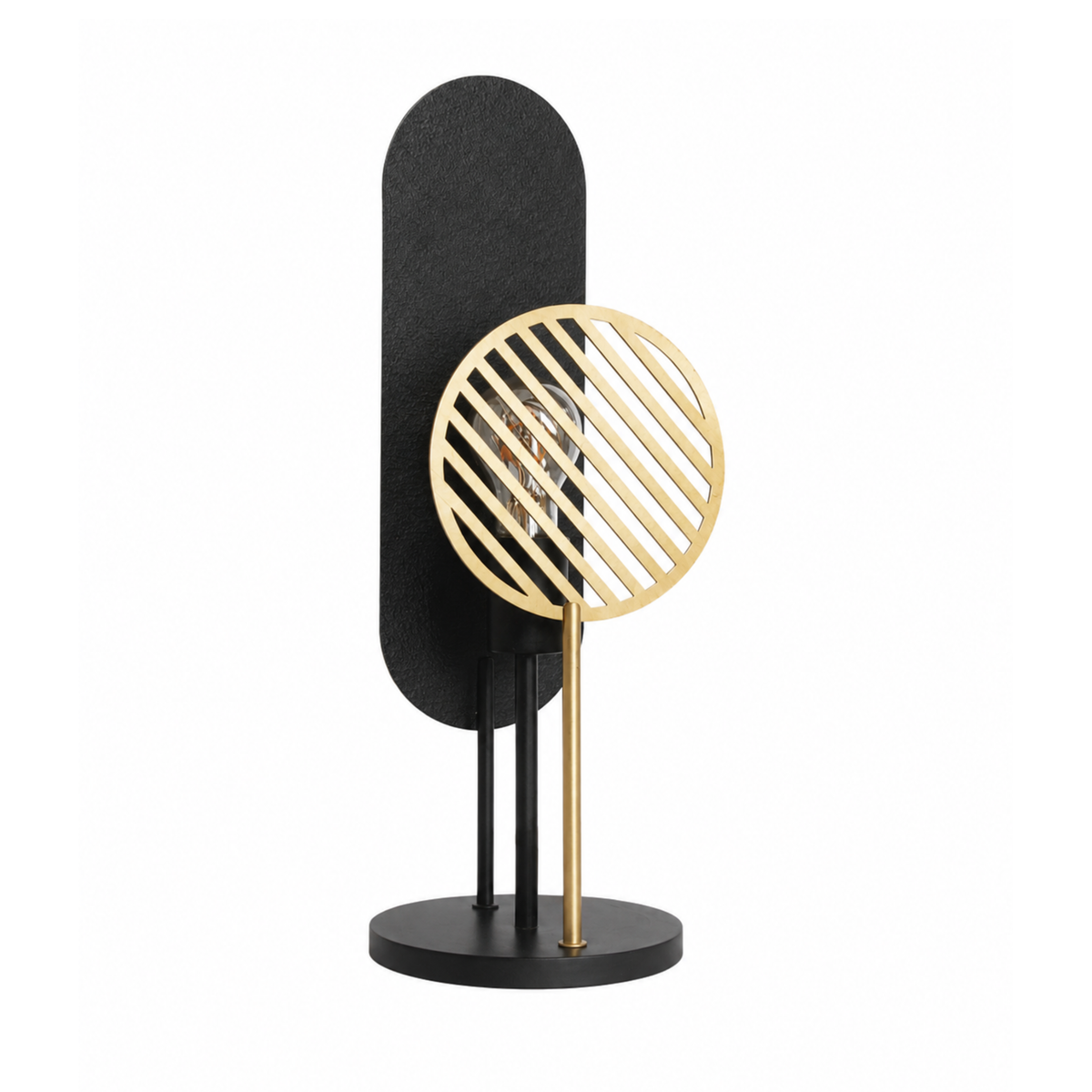 Lampe à poser Totem en métal noir et doré H45 cm - Maison Pavane