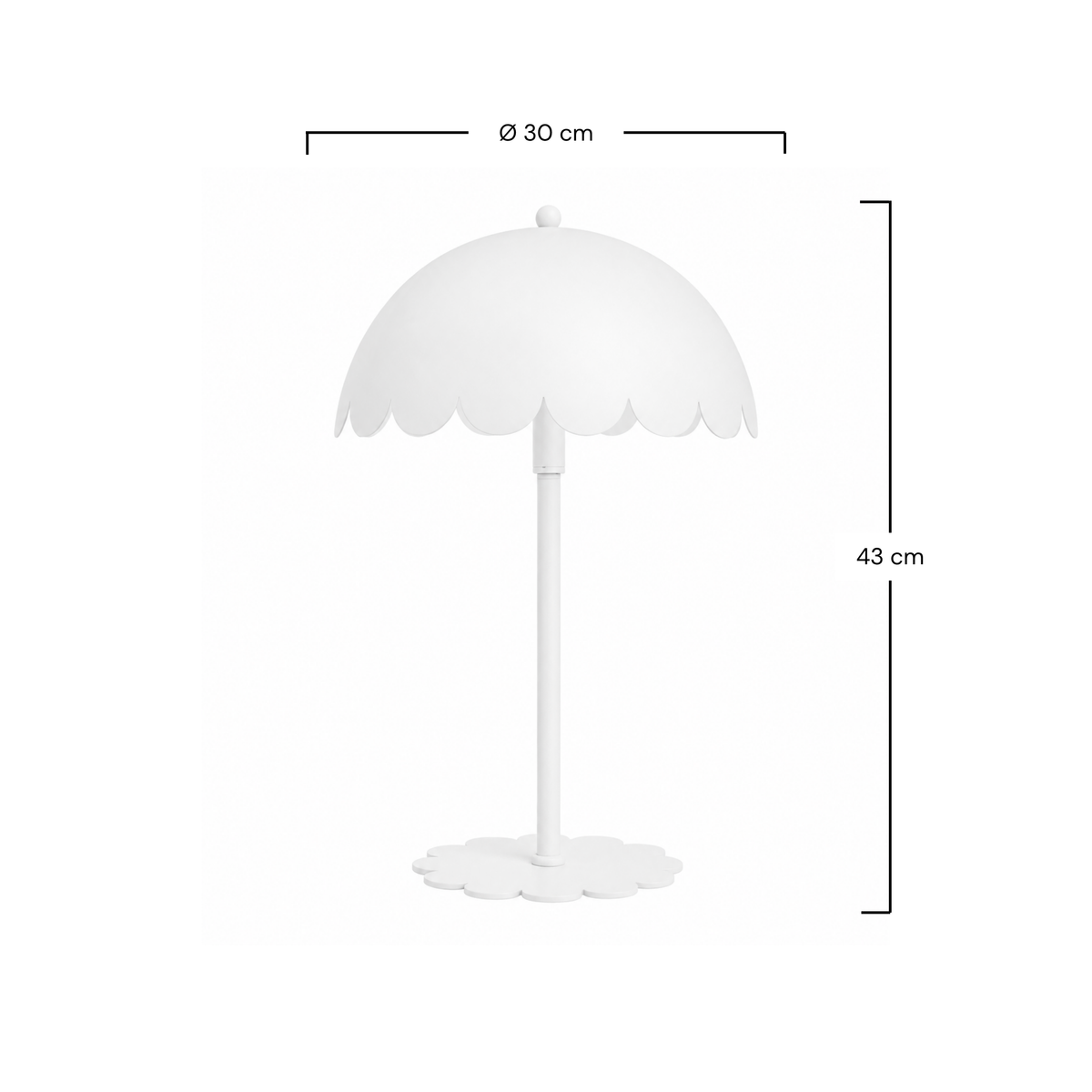 Dimensions de la lampe à poser Flow en métal blanc - Maison Pavane