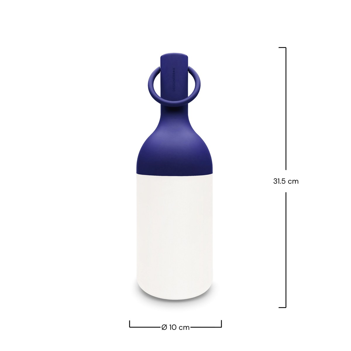 Dimensions de la lampe nomade Elo en plastique bleu - Maison Pavane