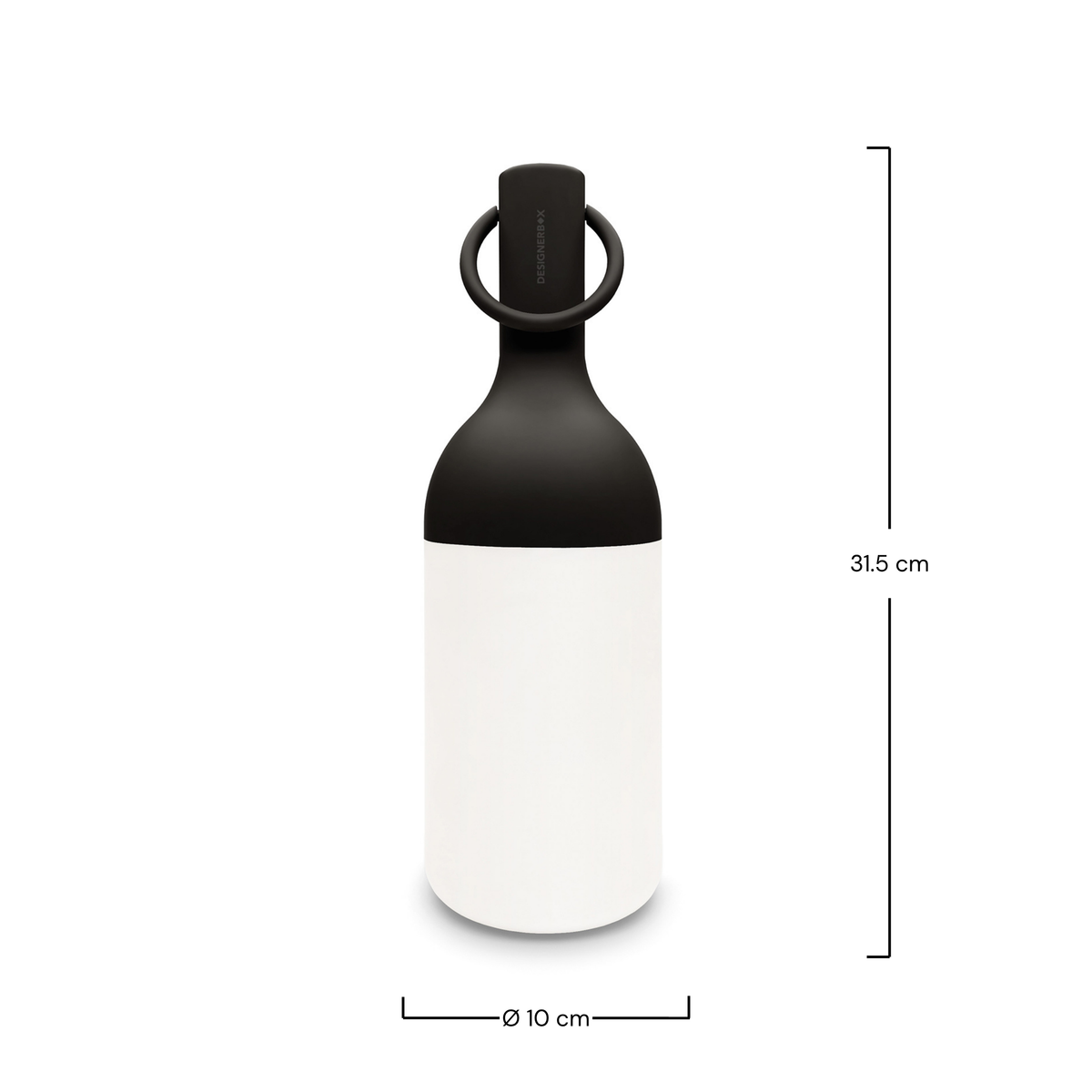 Dimensions de la lampe nomade Elo en plastique noir - Maison Pavane