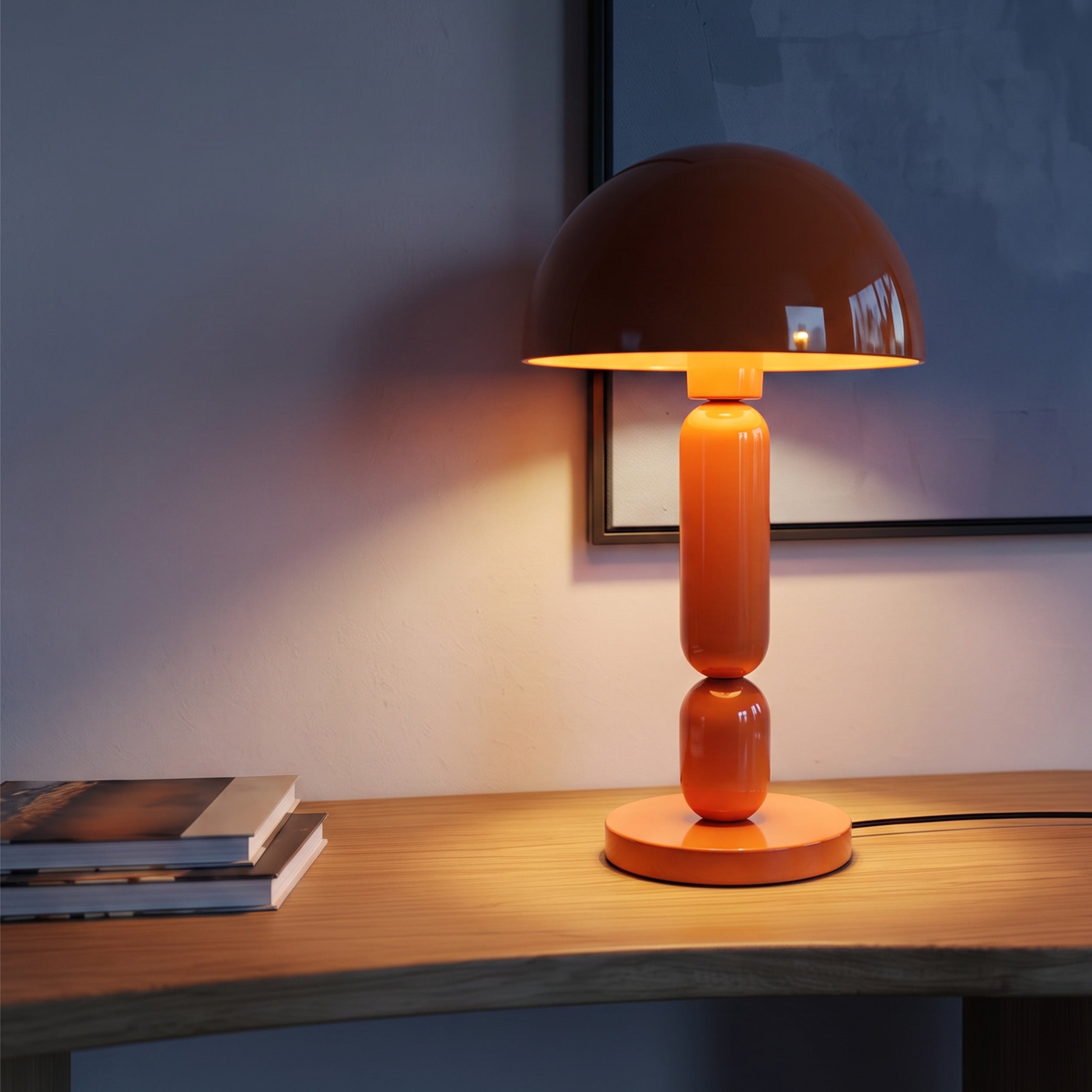 Lampe Romy en bois et métal orange