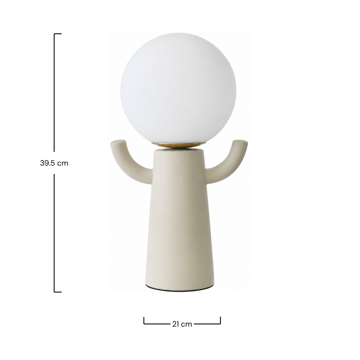 Dimensions de la lampe Paul en céramique et verre opalin blanc cassé - Maison Pavane